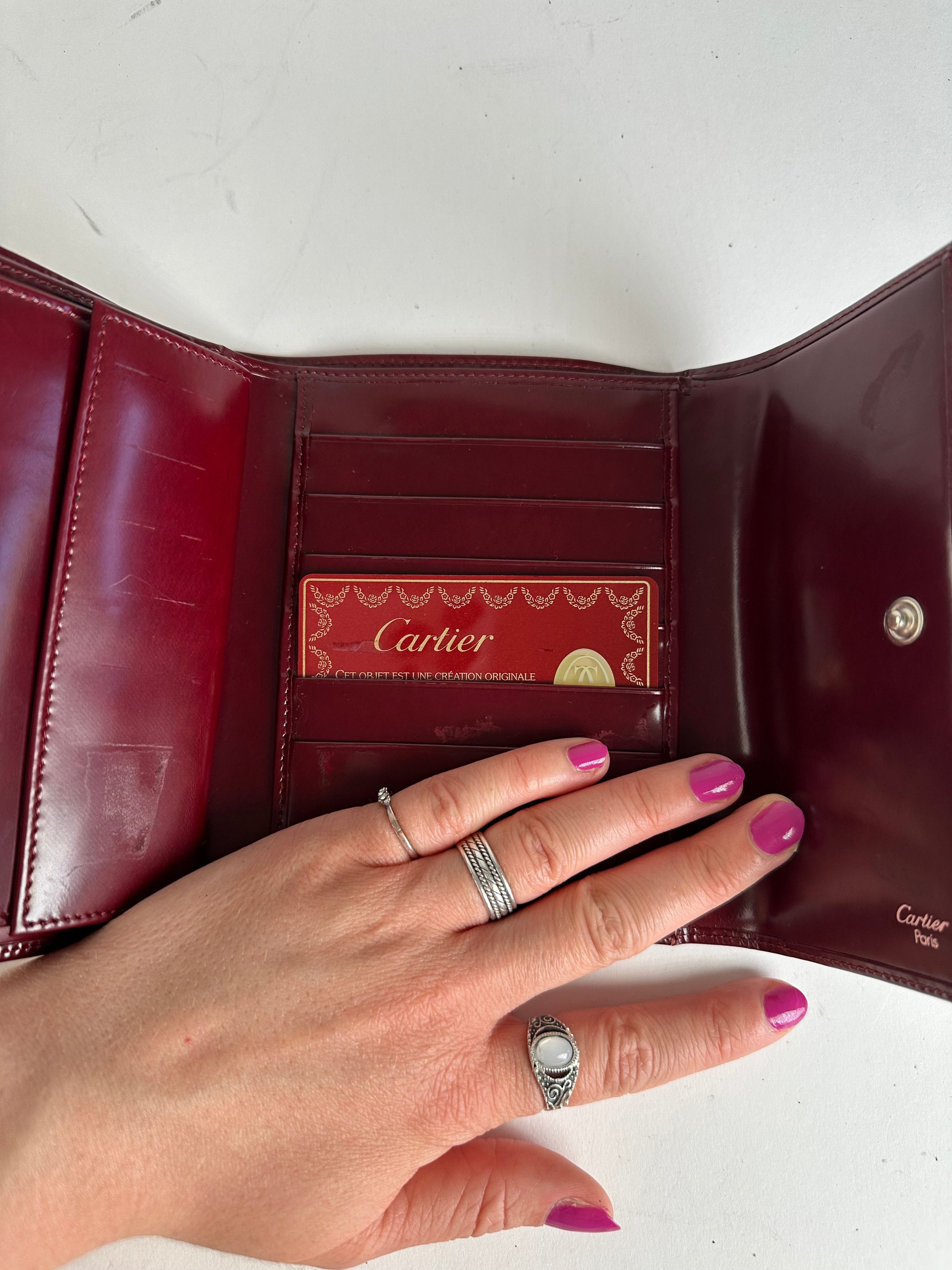 Cartier Vintage Panthère Leather Bifold Wallet Burgundy Size ONE SIZE - 5 Thumbnail