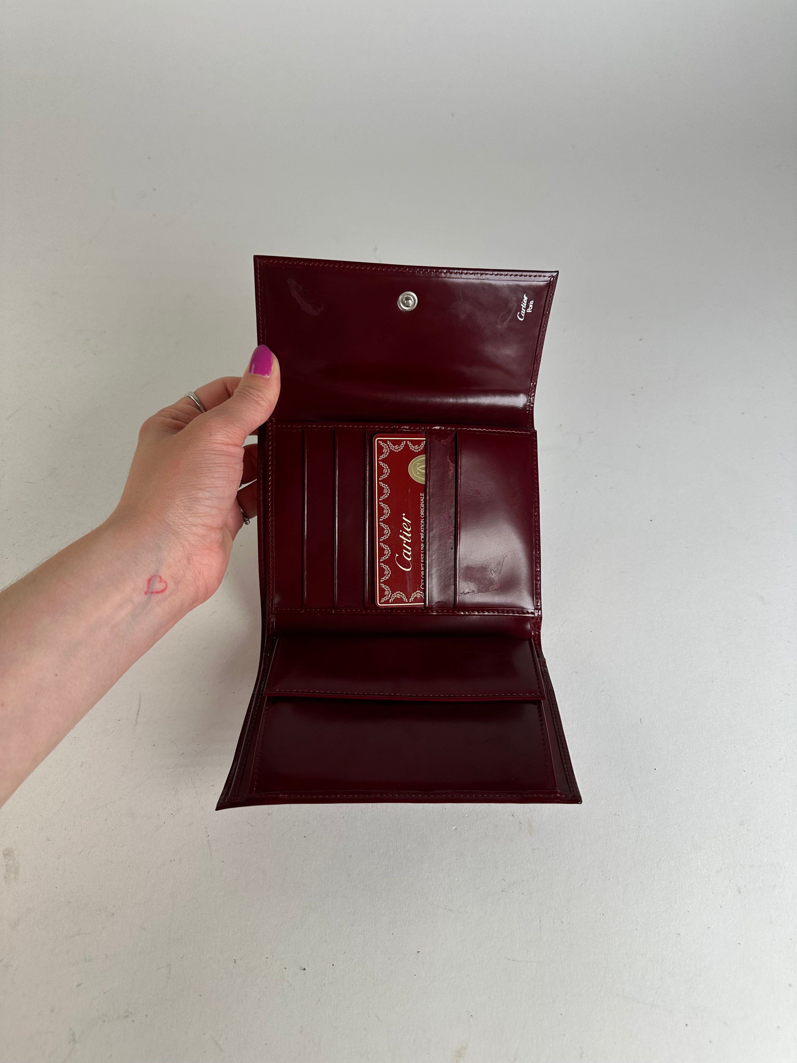 Cartier Vintage Panthère Leather Bifold Wallet Burgundy Size ONE SIZE - 6 Thumbnail