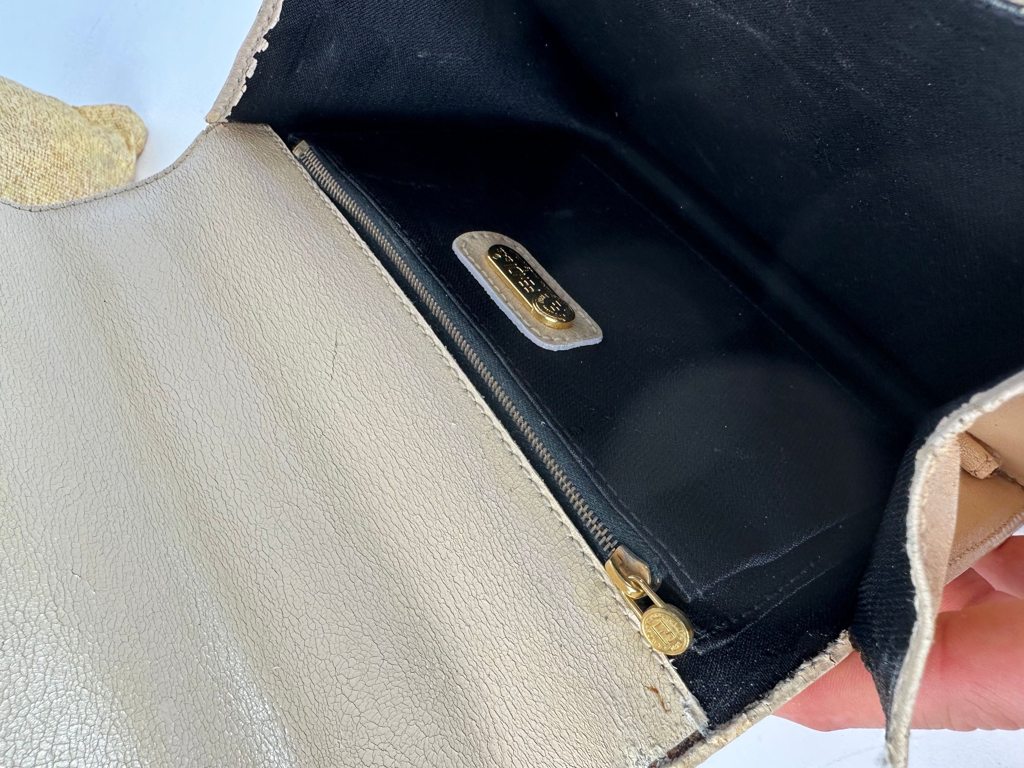 Fendi Vintage Top Handle Flap Bag Cream Ivory Calfskin Leather Size ONE SIZE - 6 Thumbnail