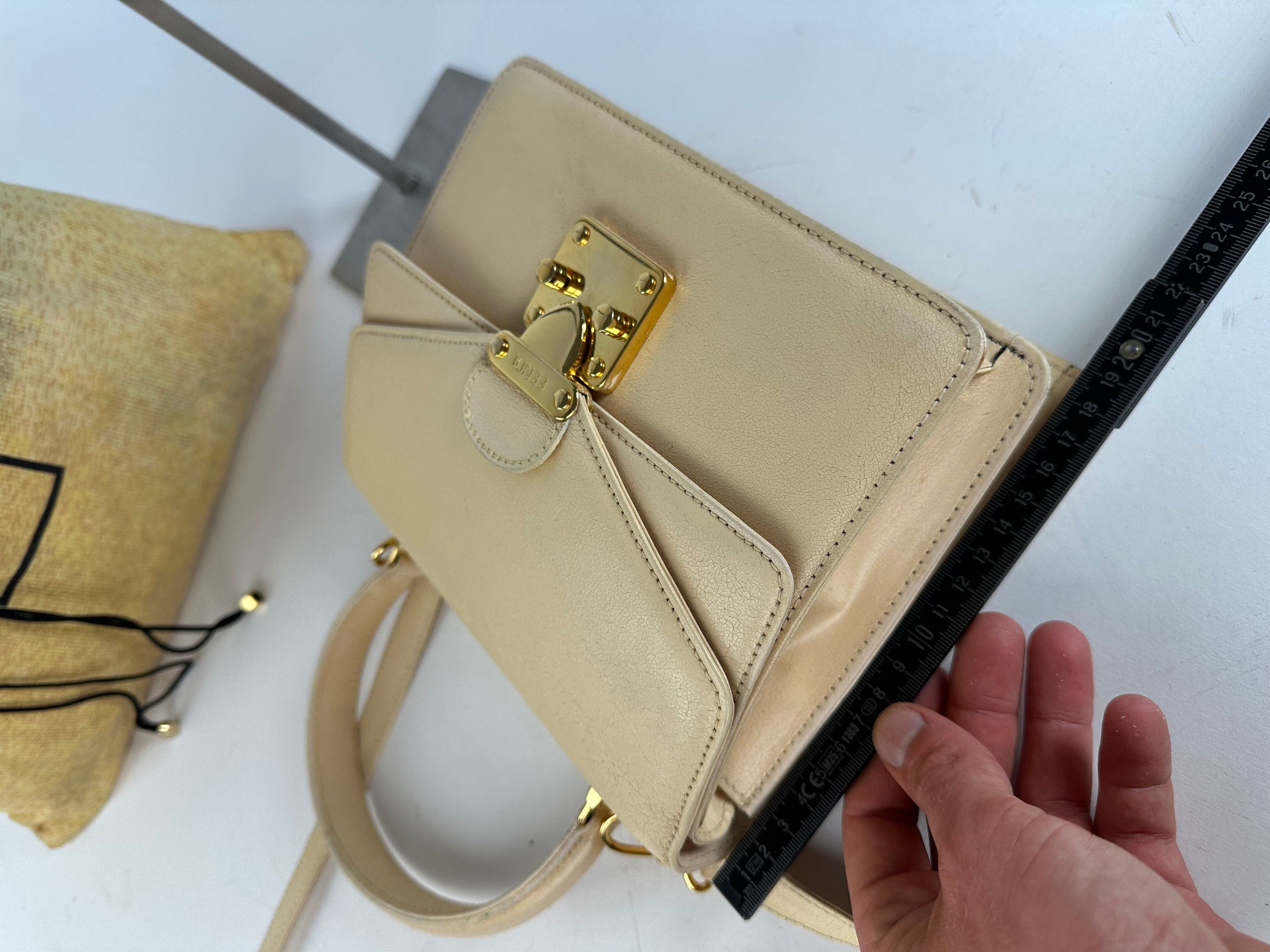 Fendi Vintage Top Handle Flap Bag Cream Ivory Calfskin Leather Size ONE SIZE - 13 Thumbnail