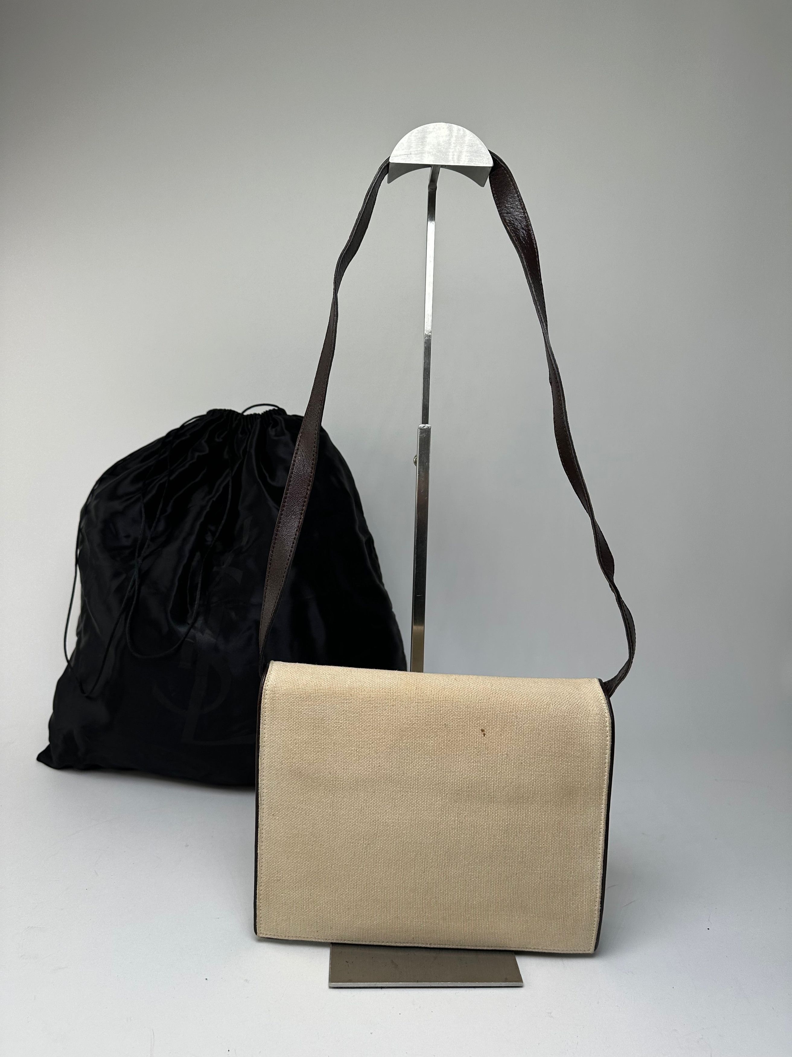 Yves Saint Laurent Vintage Canvas Envelope Shoulder Bag Beige Size ONE SIZE - 2 Thumbnail