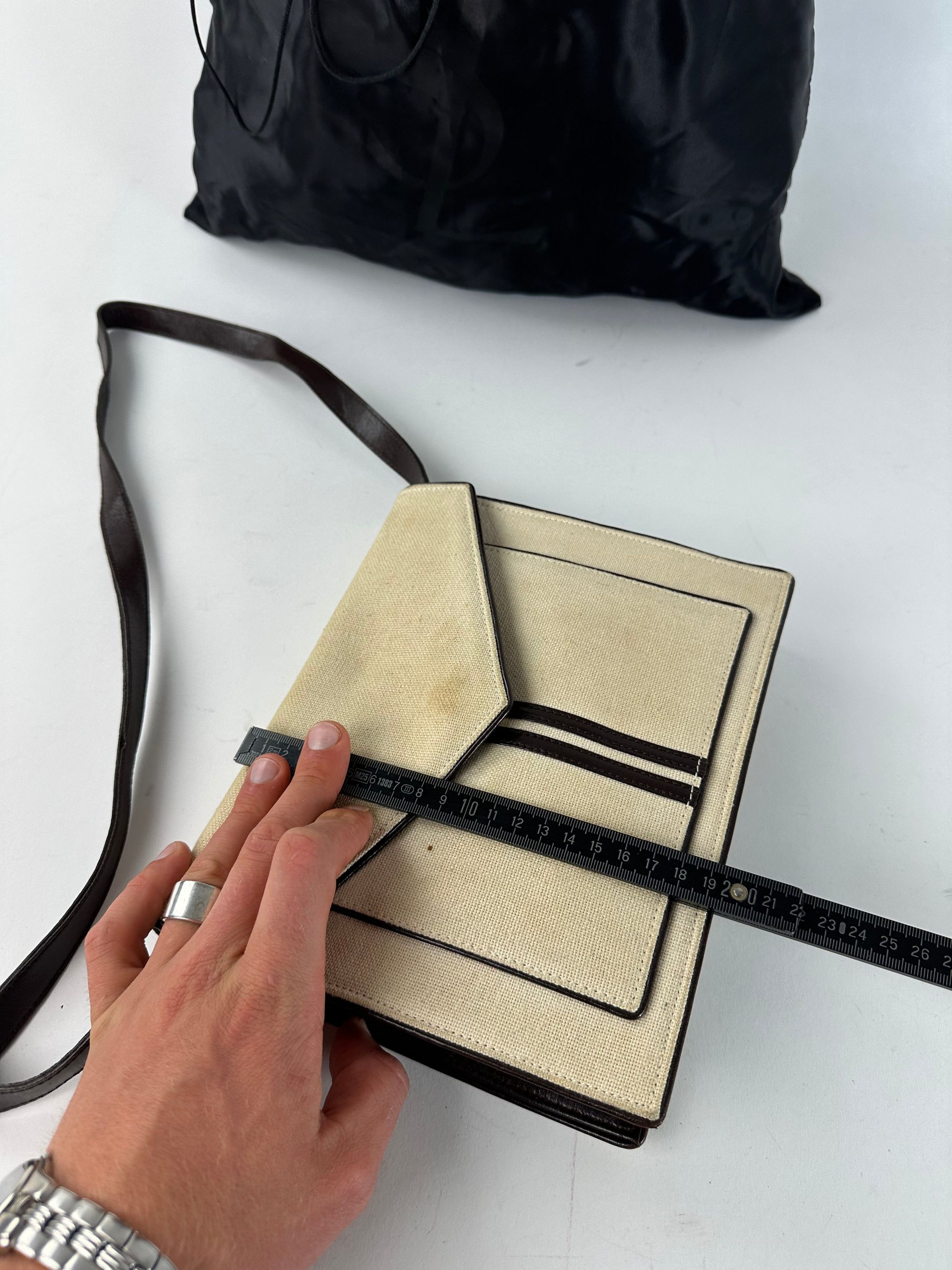 Yves Saint Laurent Vintage Canvas Envelope Shoulder Bag Beige Size ONE SIZE - 11 Thumbnail