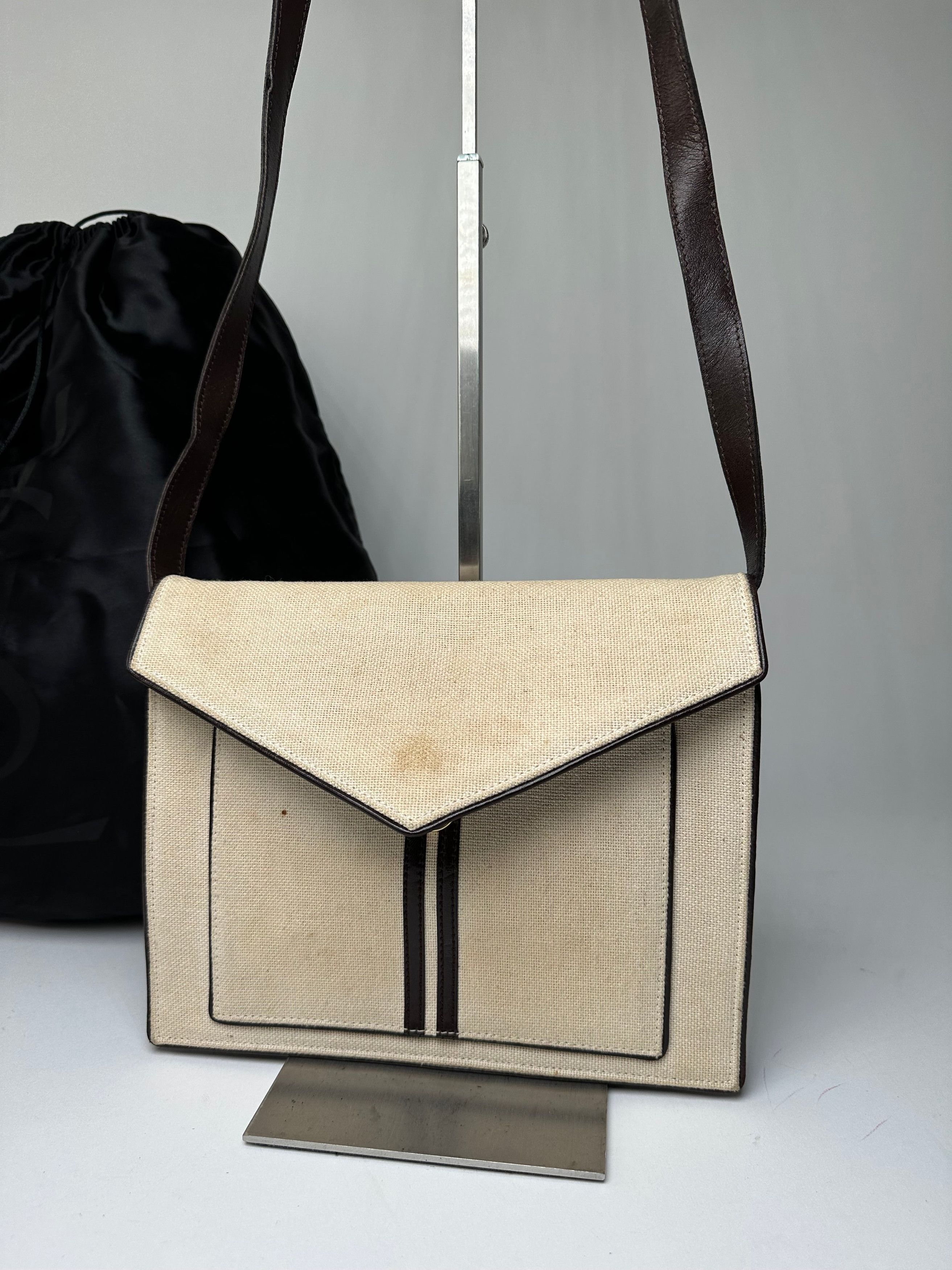 Yves Saint Laurent Vintage Canvas Envelope Shoulder Bag Beige Size ONE SIZE - 13 Thumbnail