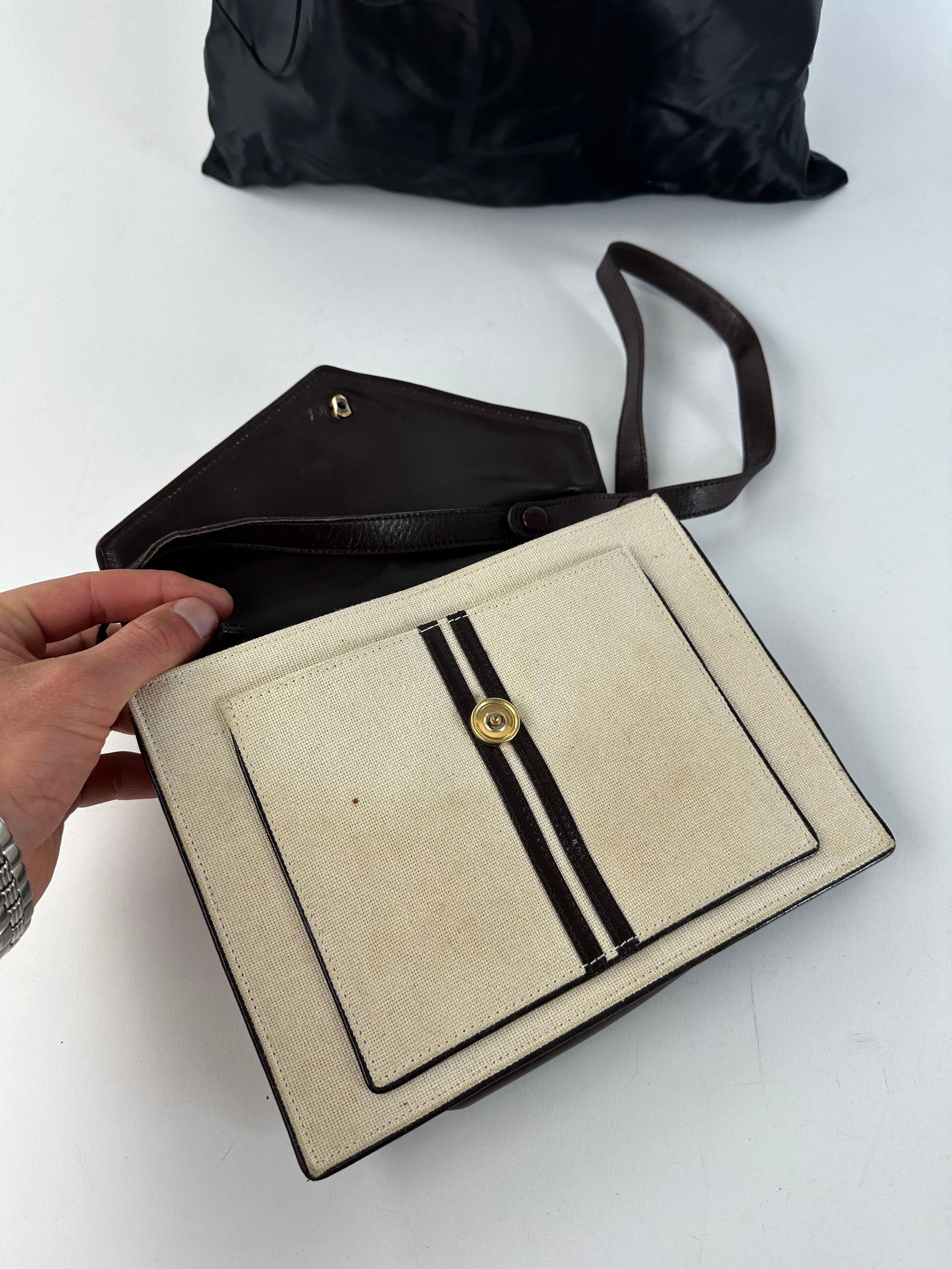 Yves Saint Laurent Vintage Canvas Envelope Shoulder Bag Beige Size ONE SIZE - 5 Thumbnail