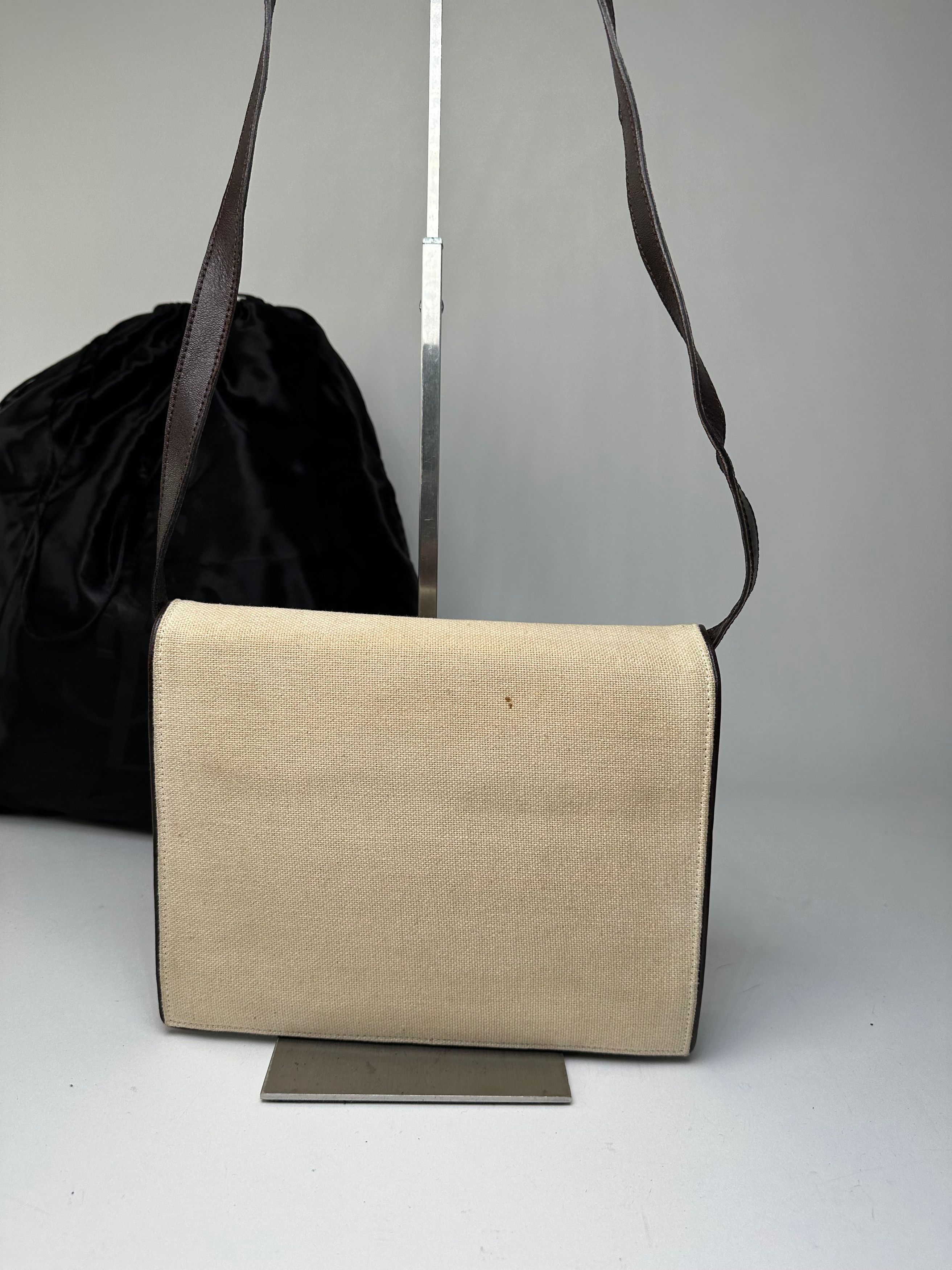 Yves Saint Laurent Vintage Canvas Envelope Shoulder Bag Beige Size ONE SIZE - 14 Thumbnail
