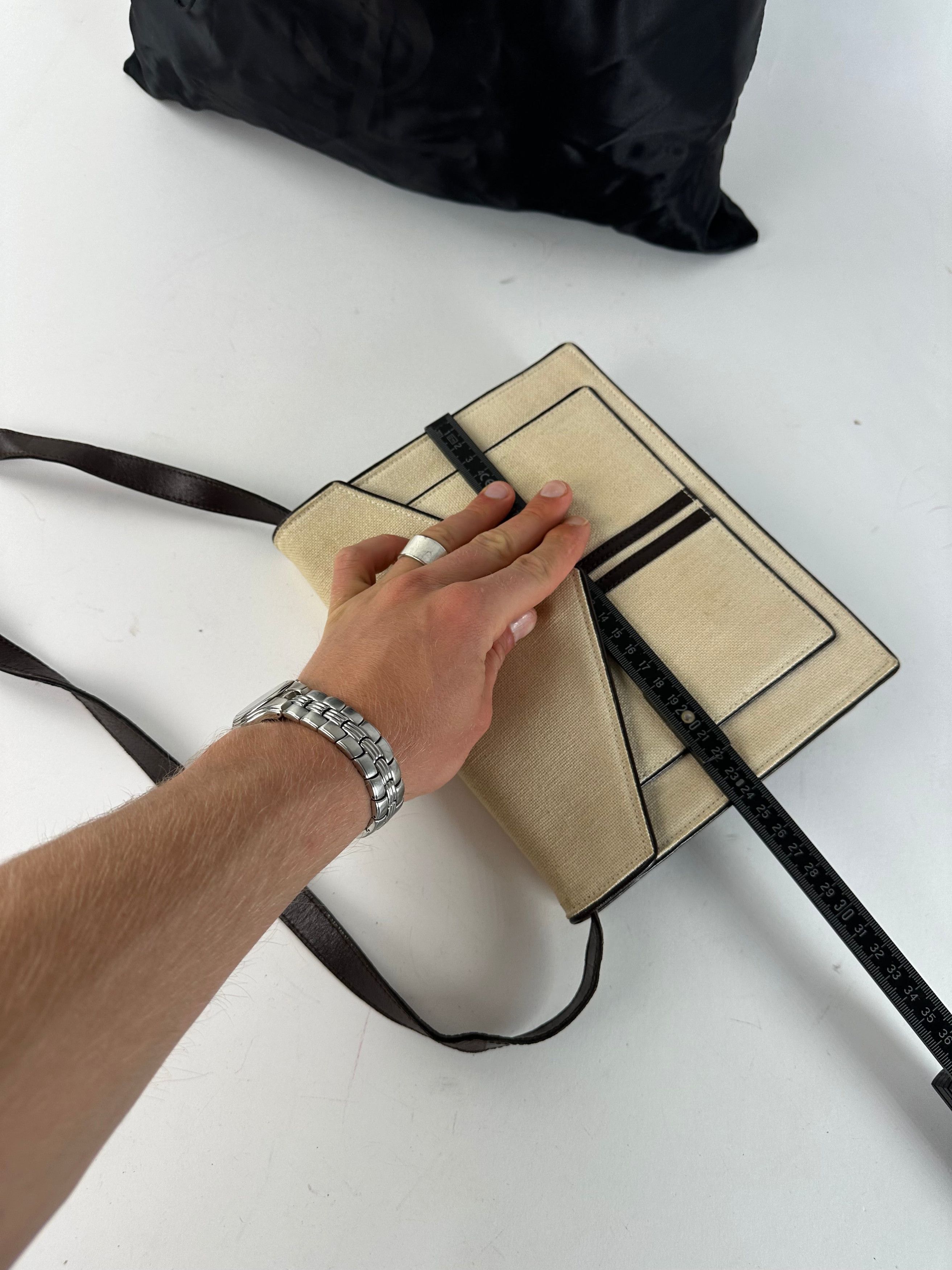 Yves Saint Laurent Vintage Canvas Envelope Shoulder Bag Beige Size ONE SIZE - 10 Thumbnail