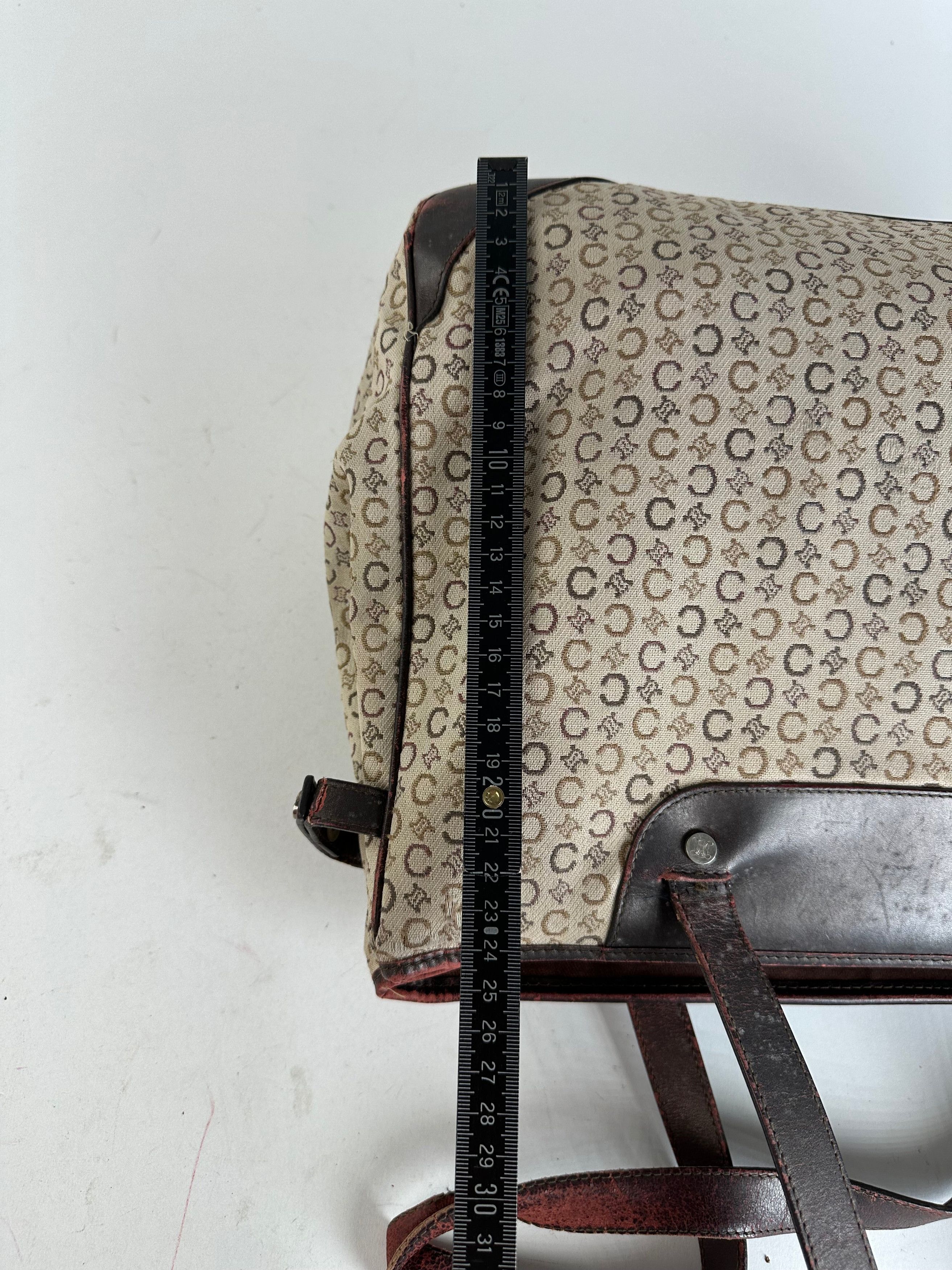 Celine Vintage Macadam C Monogram Coated Canvas Tote Beige Burgundy Size ONE SIZE - 12 Thumbnail
