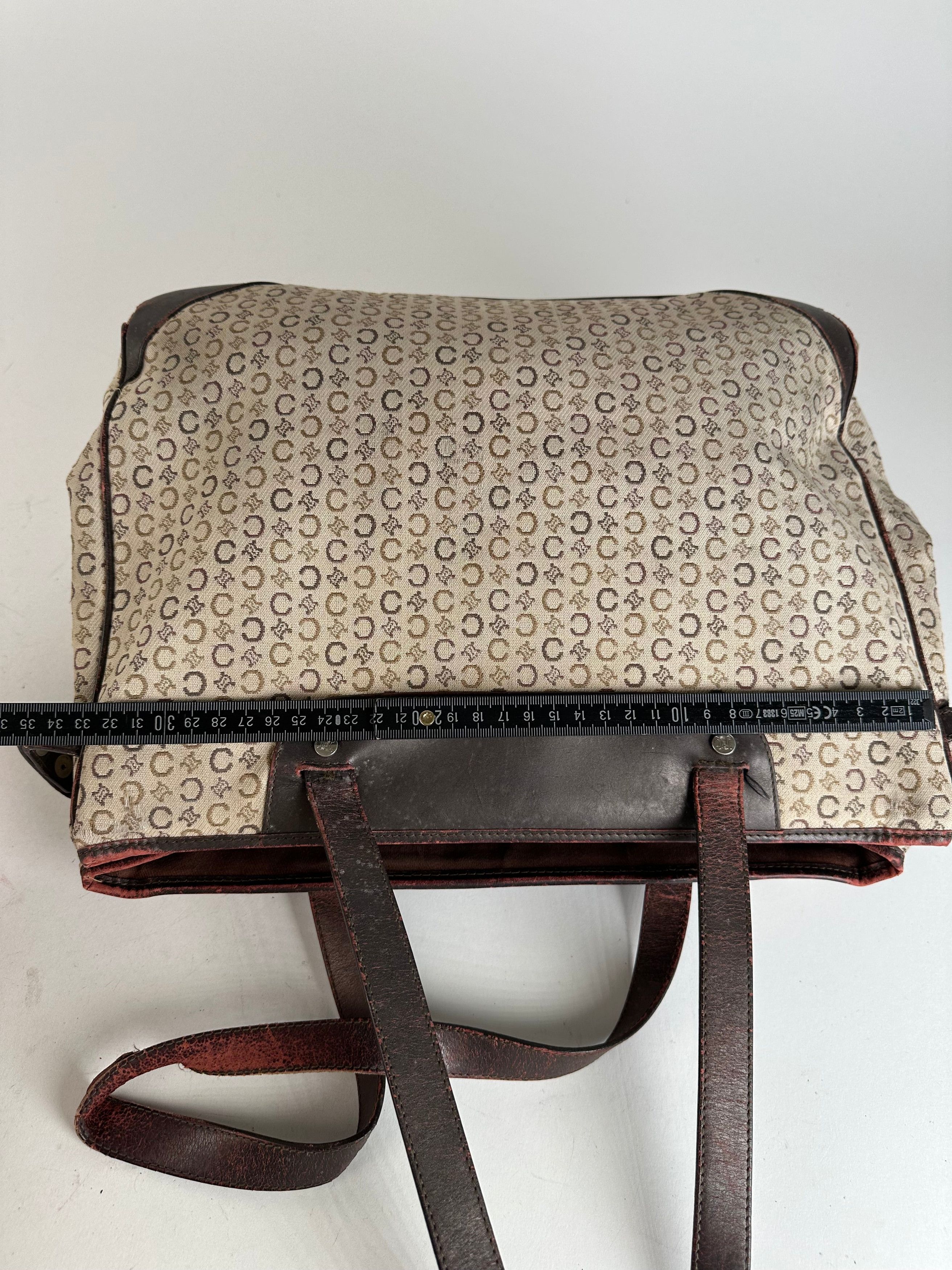 Celine Vintage Macadam C Monogram Coated Canvas Tote Beige Burgundy Size ONE SIZE - 13 Thumbnail