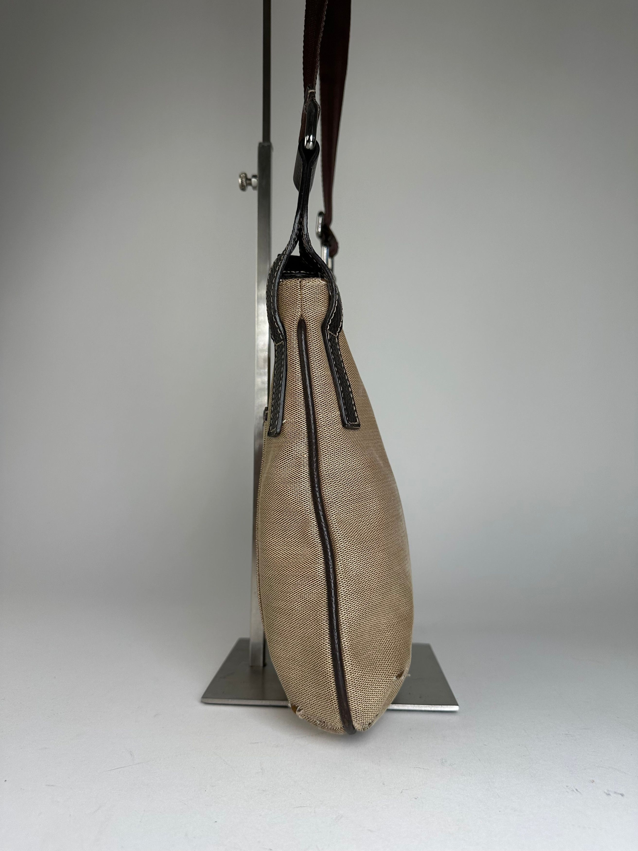 Gucci Vintage Cotton Shoulder Bag Beige Brown Size ONE SIZE - 5 Thumbnail