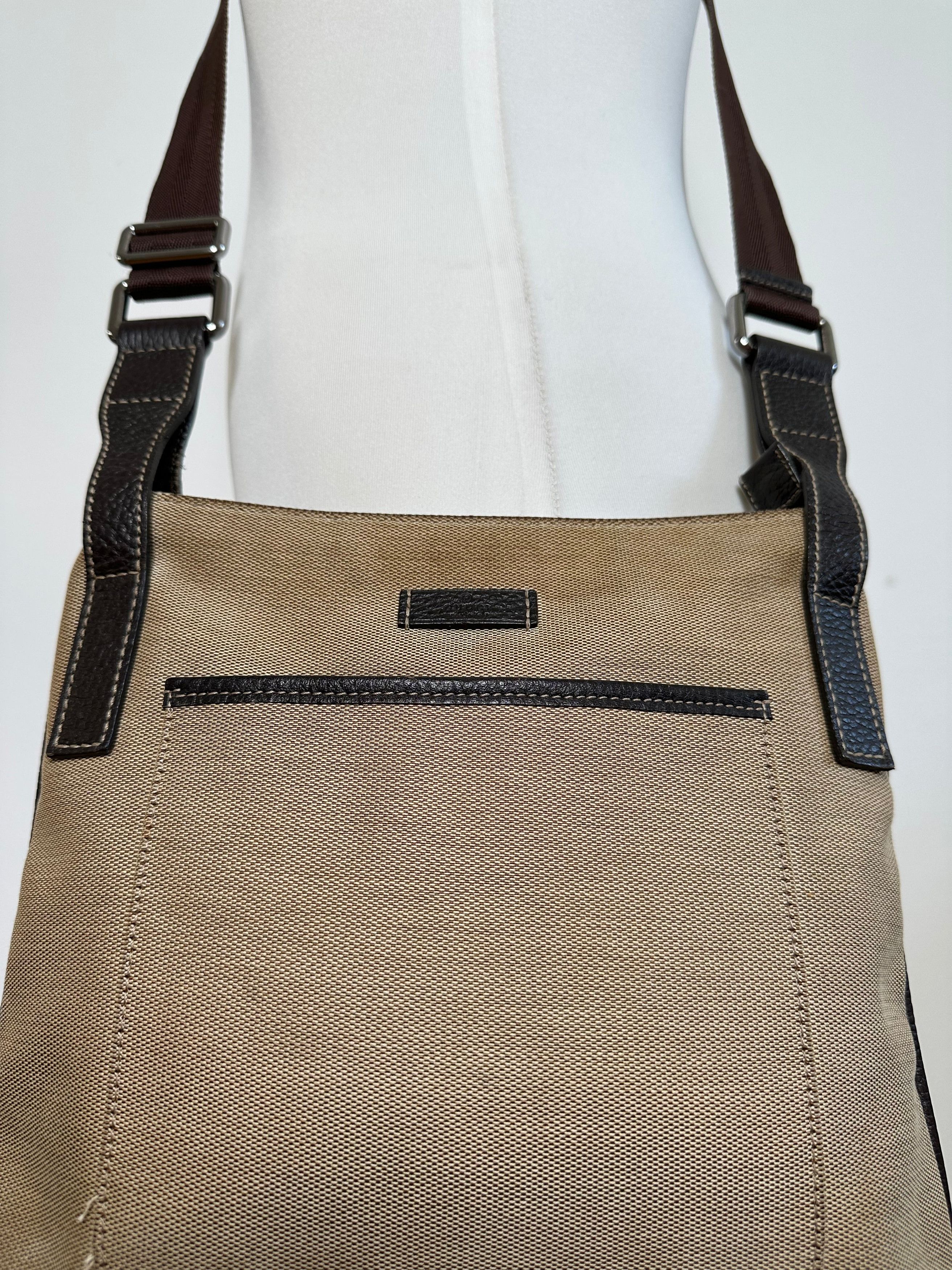 Gucci Vintage Cotton Shoulder Bag Beige Brown Size ONE SIZE - 13 Thumbnail