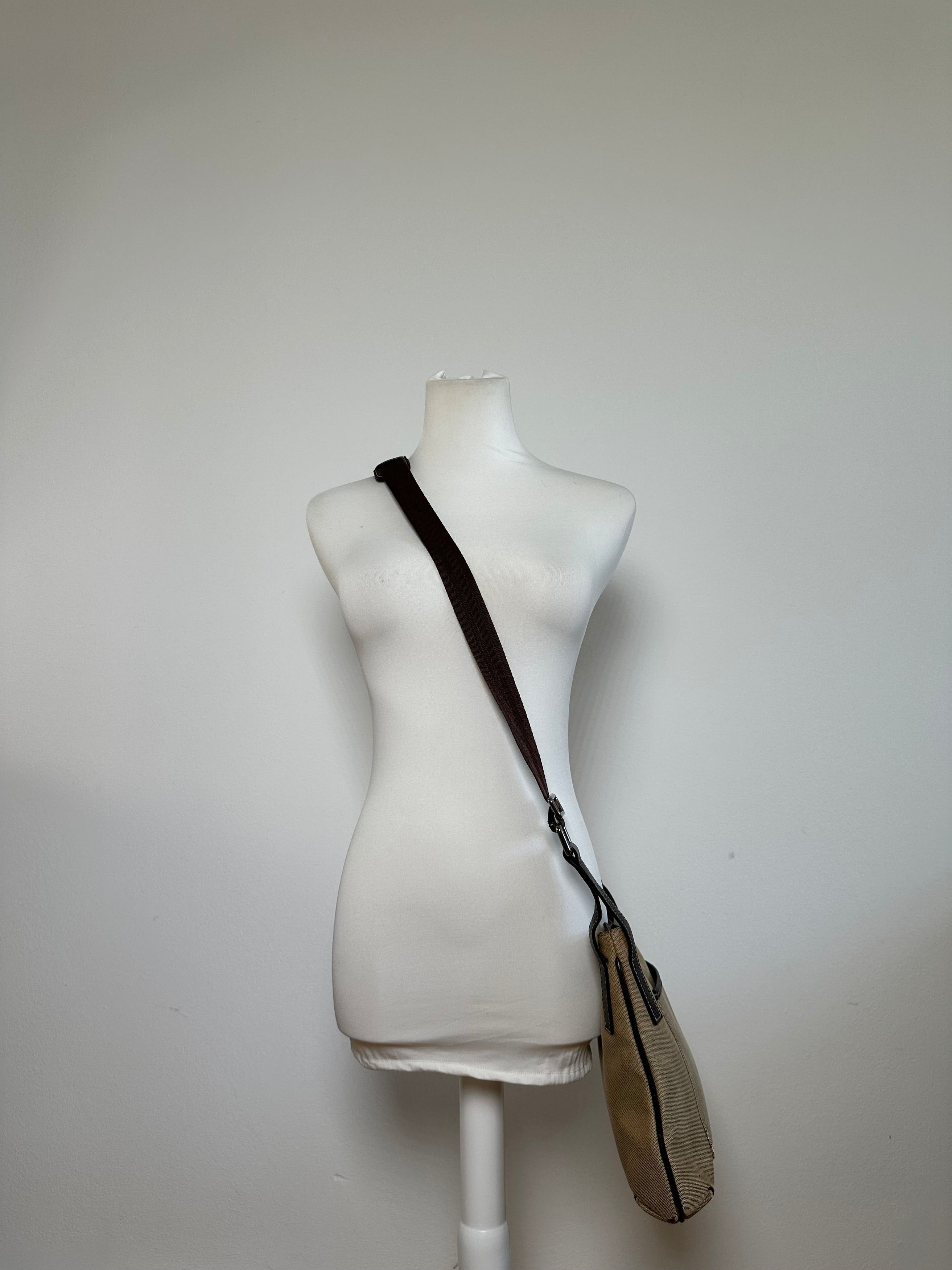 Gucci Vintage Cotton Shoulder Bag Beige Brown Size ONE SIZE - 4 Thumbnail