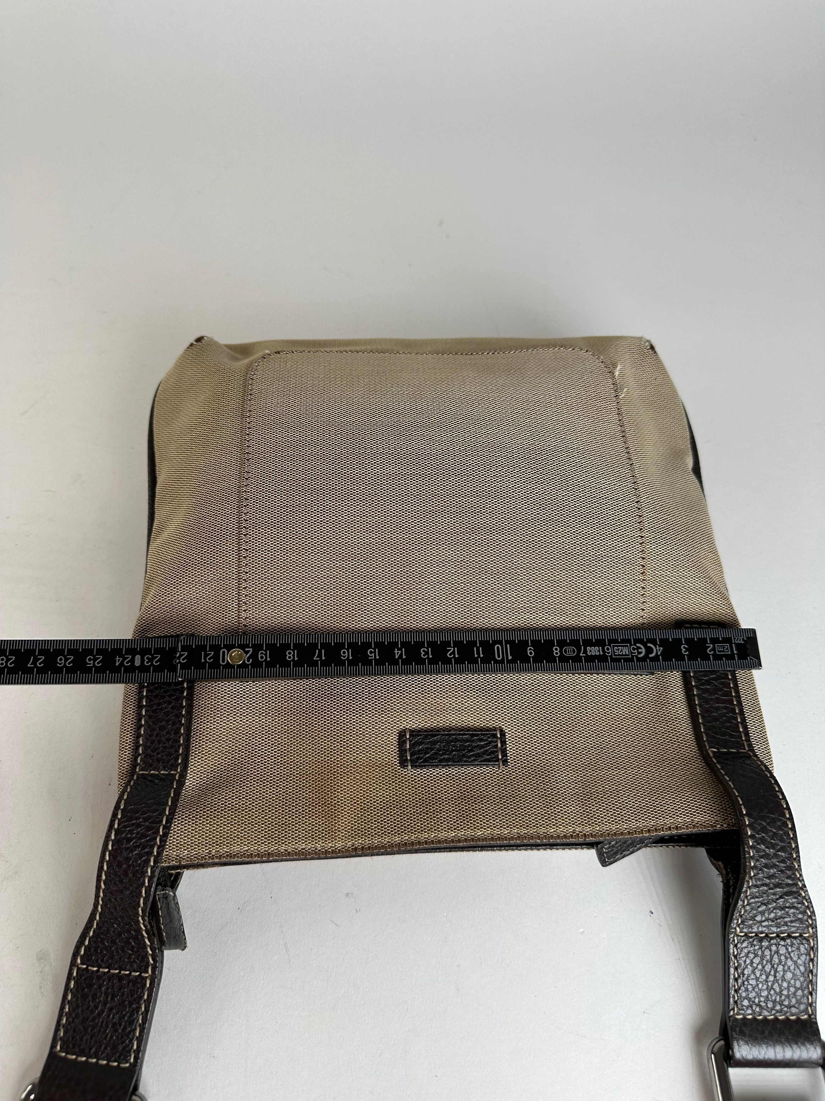 Gucci Vintage Cotton Shoulder Bag Beige Brown Size ONE SIZE - 11 Thumbnail