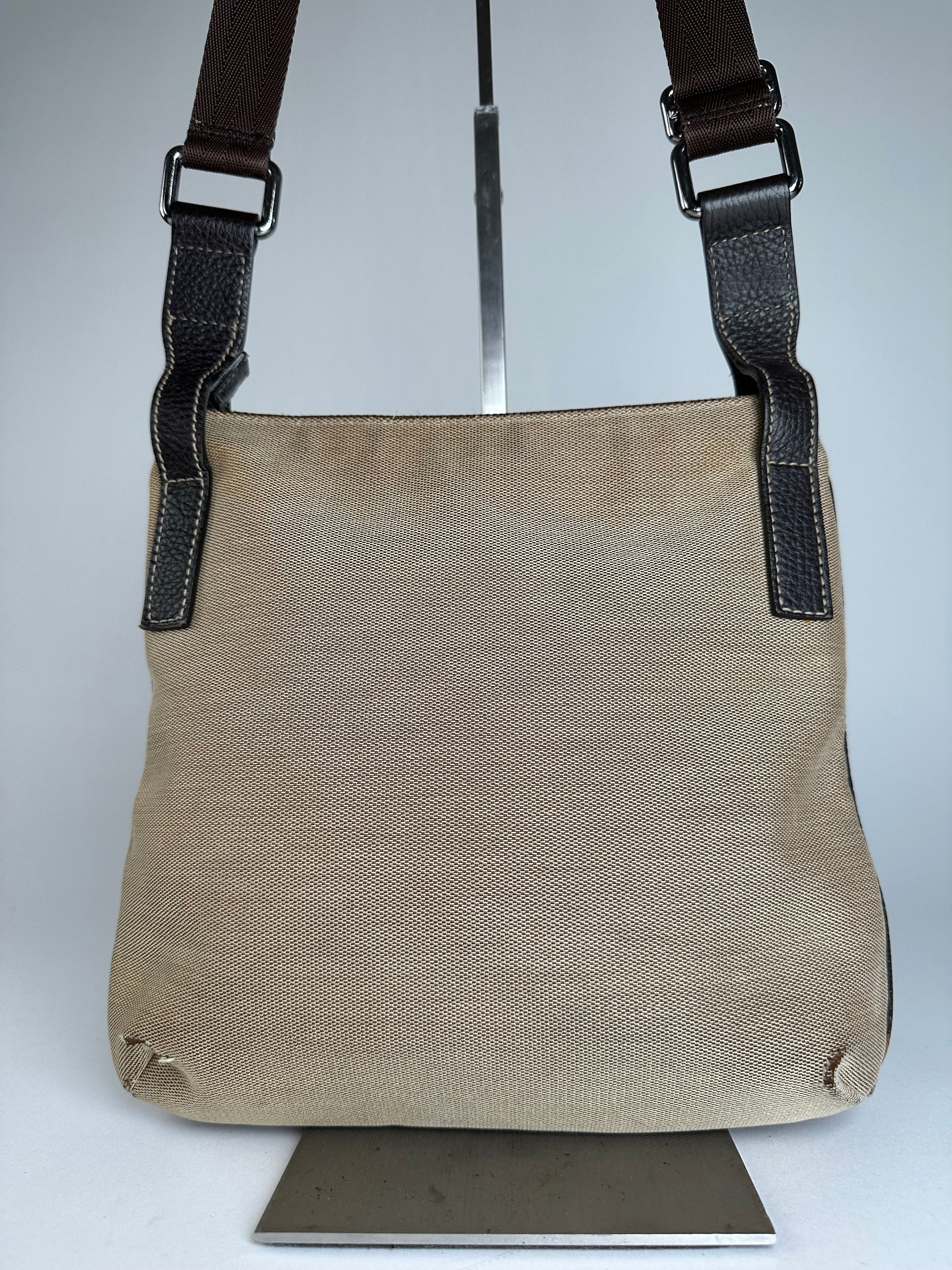 Gucci Vintage Cotton Shoulder Bag Beige Brown Size ONE SIZE - 15 Thumbnail
