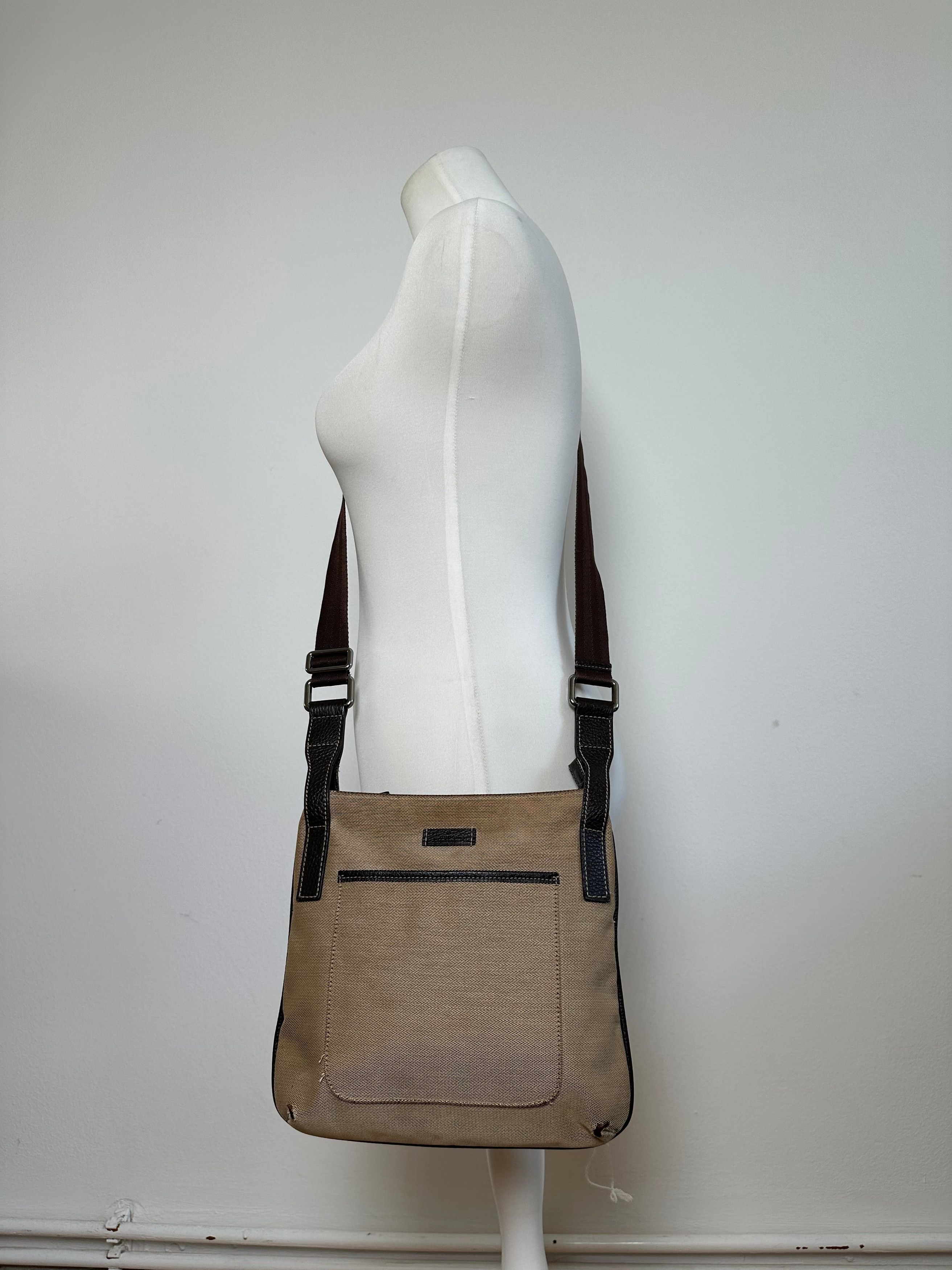 Gucci Vintage Cotton Shoulder Bag Beige Brown Size ONE SIZE - 6 Thumbnail