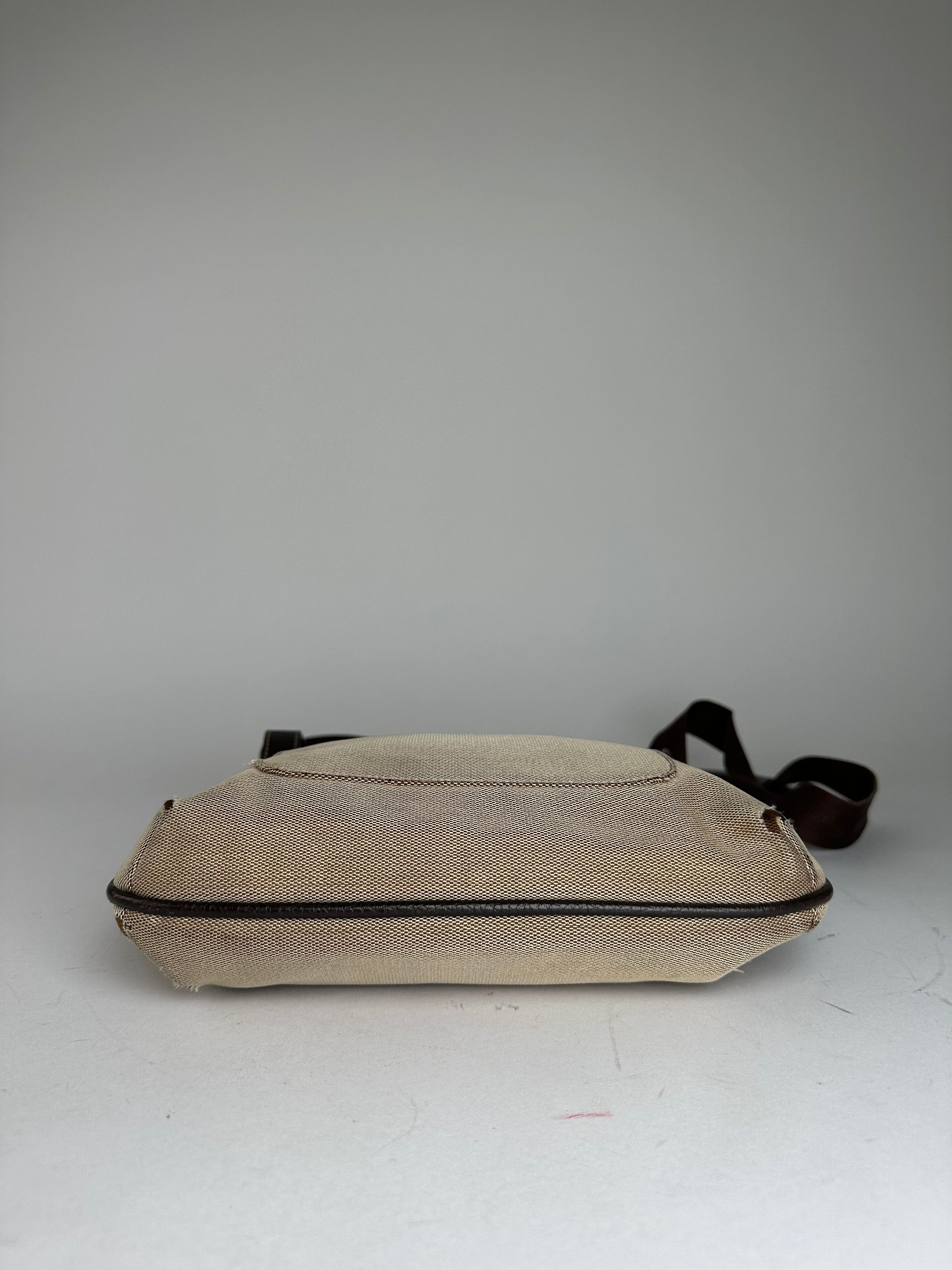 Gucci Vintage Cotton Shoulder Bag Beige Brown Size ONE SIZE - 10 Thumbnail