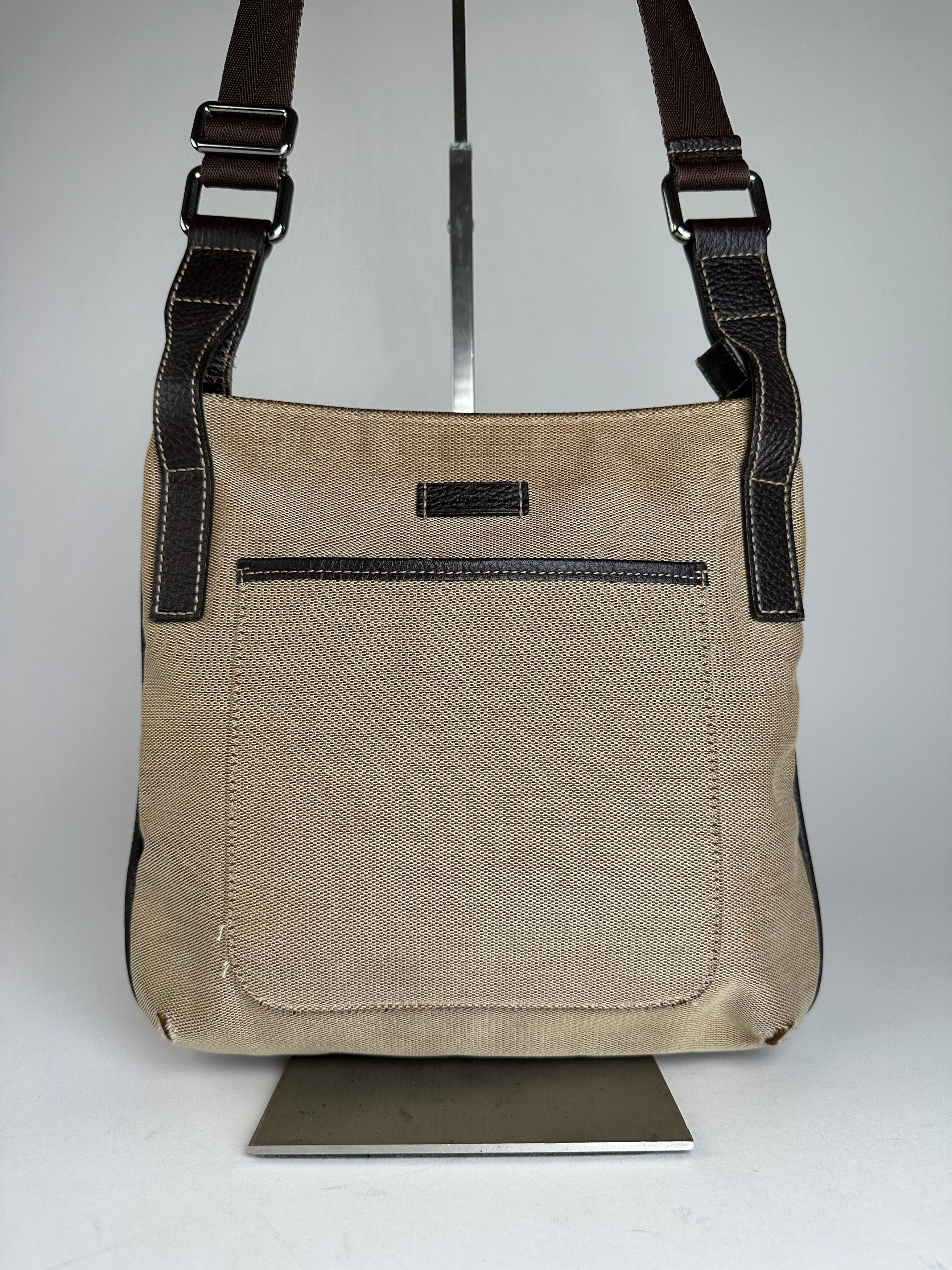 Gucci Vintage Cotton Shoulder Bag Beige Brown Size ONE SIZE - 14 Thumbnail