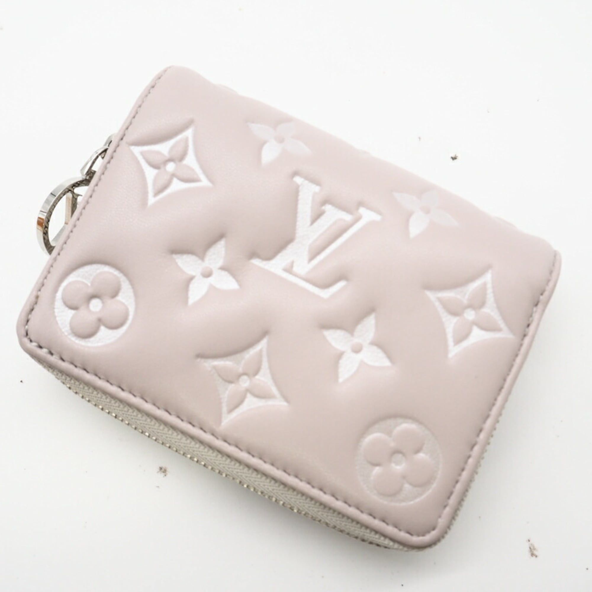Louis Vuitton Louis Vuitton Lamb Leather Portefeuille Lou Bloom M14154 Bifold Wallet in Pinkish Gray Calf for Women Size ONE SIZE - 4 Thumbnail