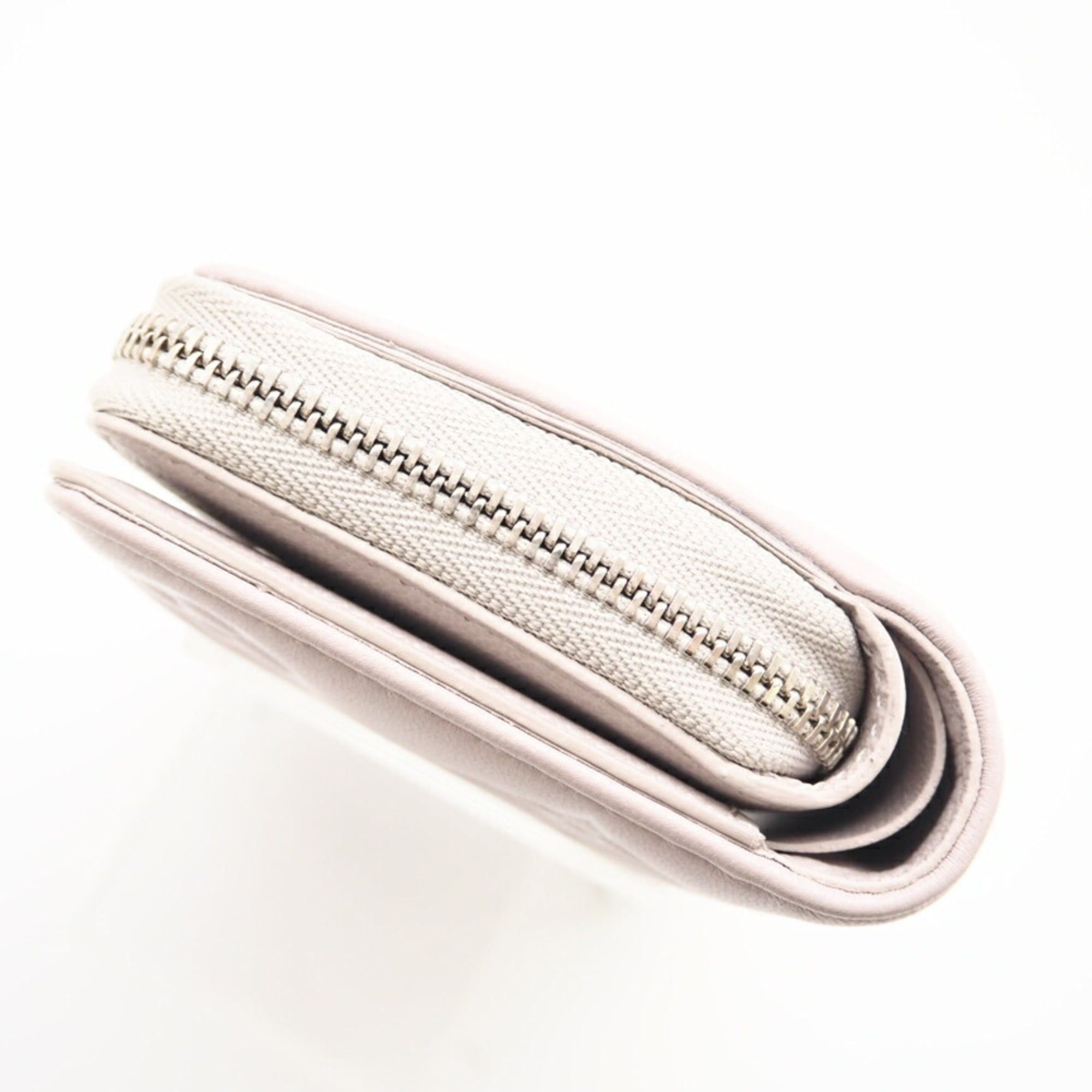 Louis Vuitton Louis Vuitton Lamb Leather Portefeuille Lou Bloom M14154 Bifold Wallet in Pinkish Gray Calf for Women Size ONE SIZE - 7 Thumbnail