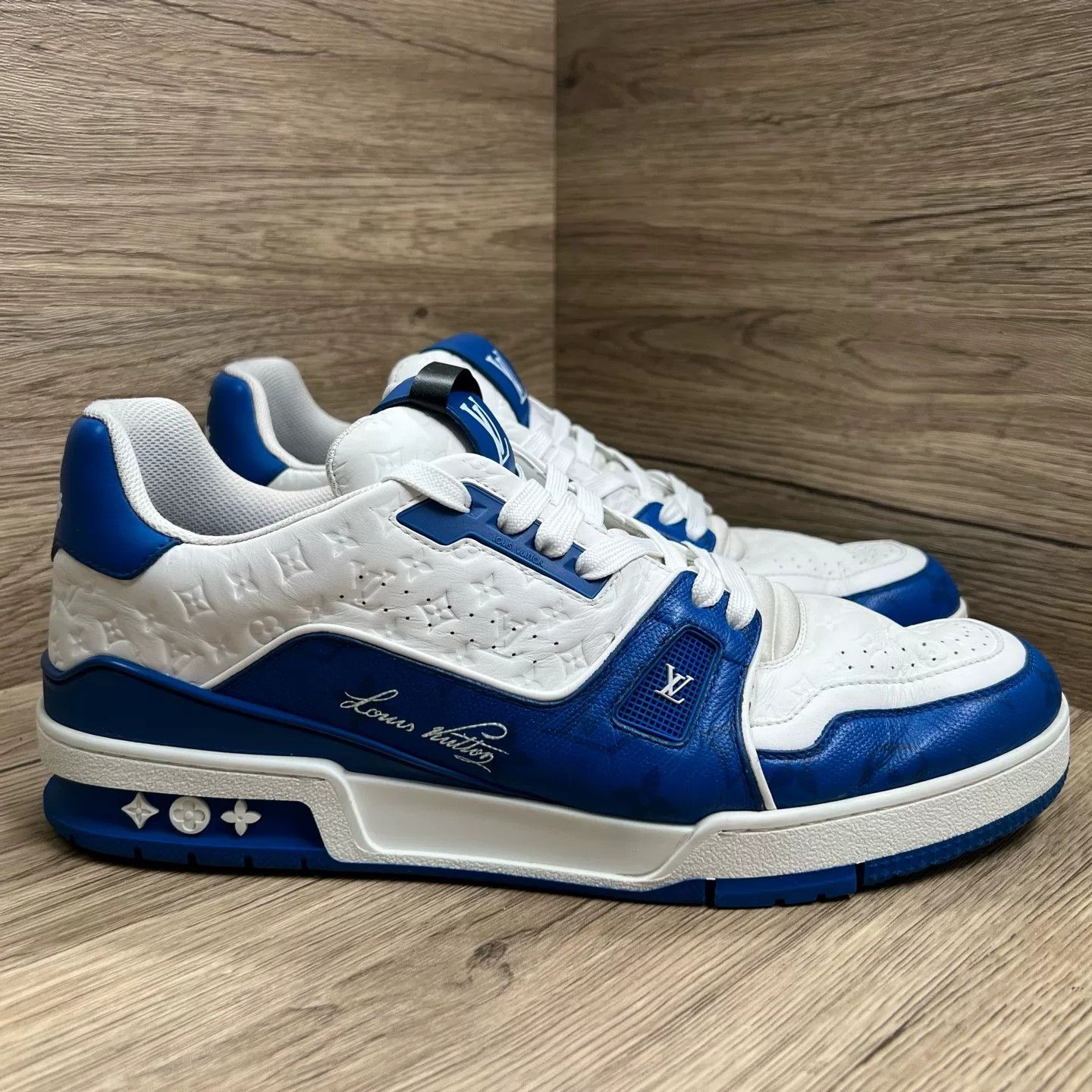 Louis Vuitton Louis Vuitton Monogram Trainer Sneakers Blue Size 11 Size US 11 / EU 44 - 5 Thumbnail