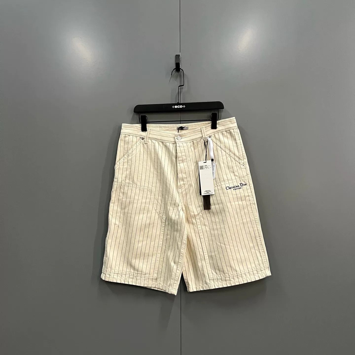 Dior Dior Striped Embroidered Logo Shorts Size 33 Size US 33 - 2 Thumbnail