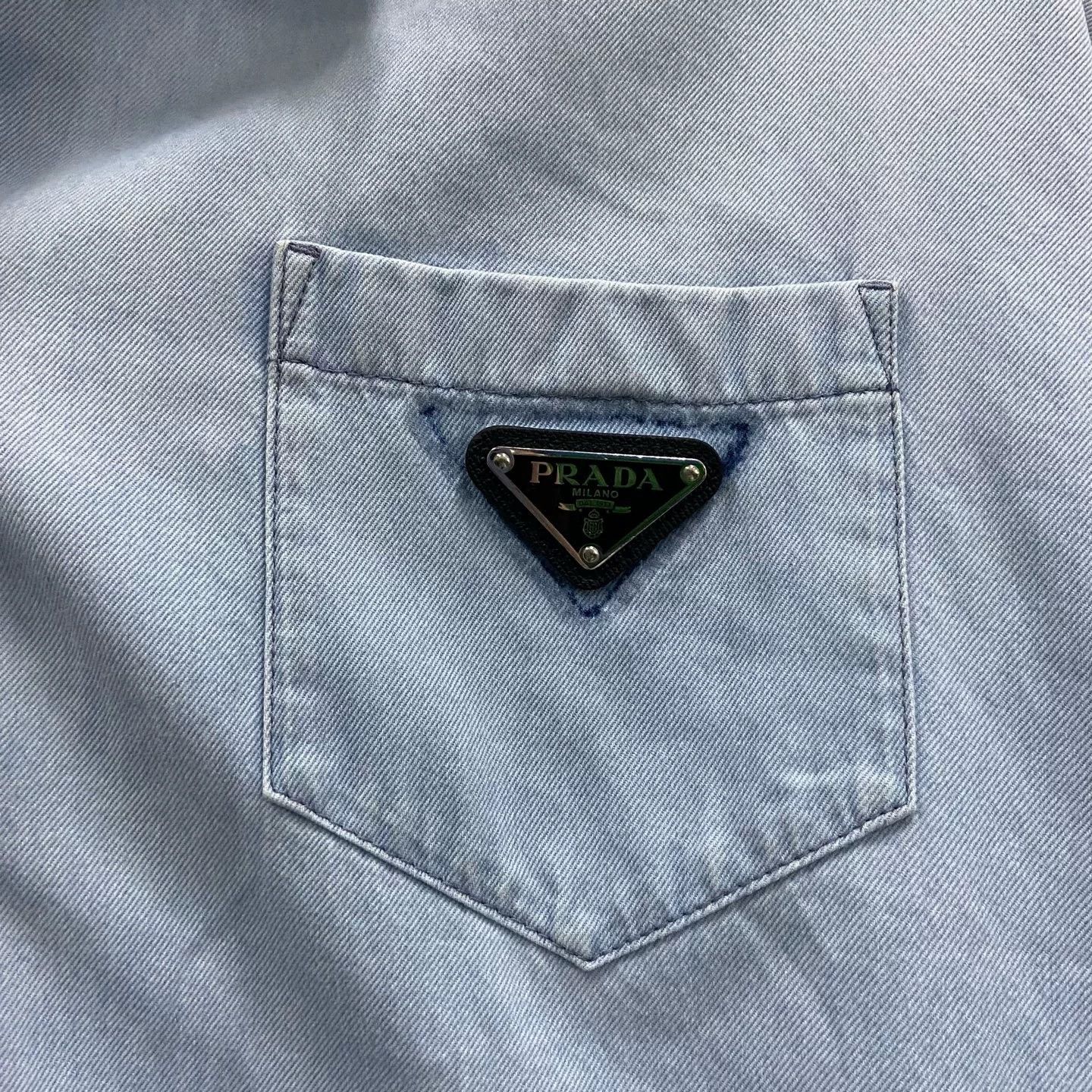 Prada Prada Triangle Logo Denim Shirt US M Size US M / EU 48-50 / 2 - 4 Thumbnail