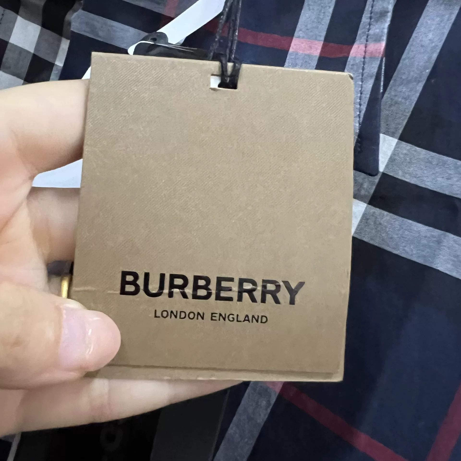 Burberry Burberry Navy Classic Check Long Sleeve Shirt XL Size US XL / EU 56 / 4 - 5 Thumbnail