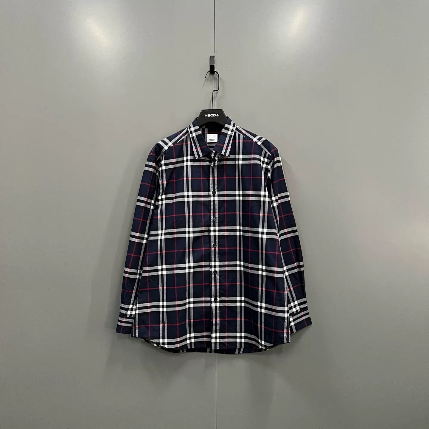 Burberry Burberry Navy Classic Check Long Sleeve Shirt XL Size US XL / EU 56 / 4 - 2 Thumbnail