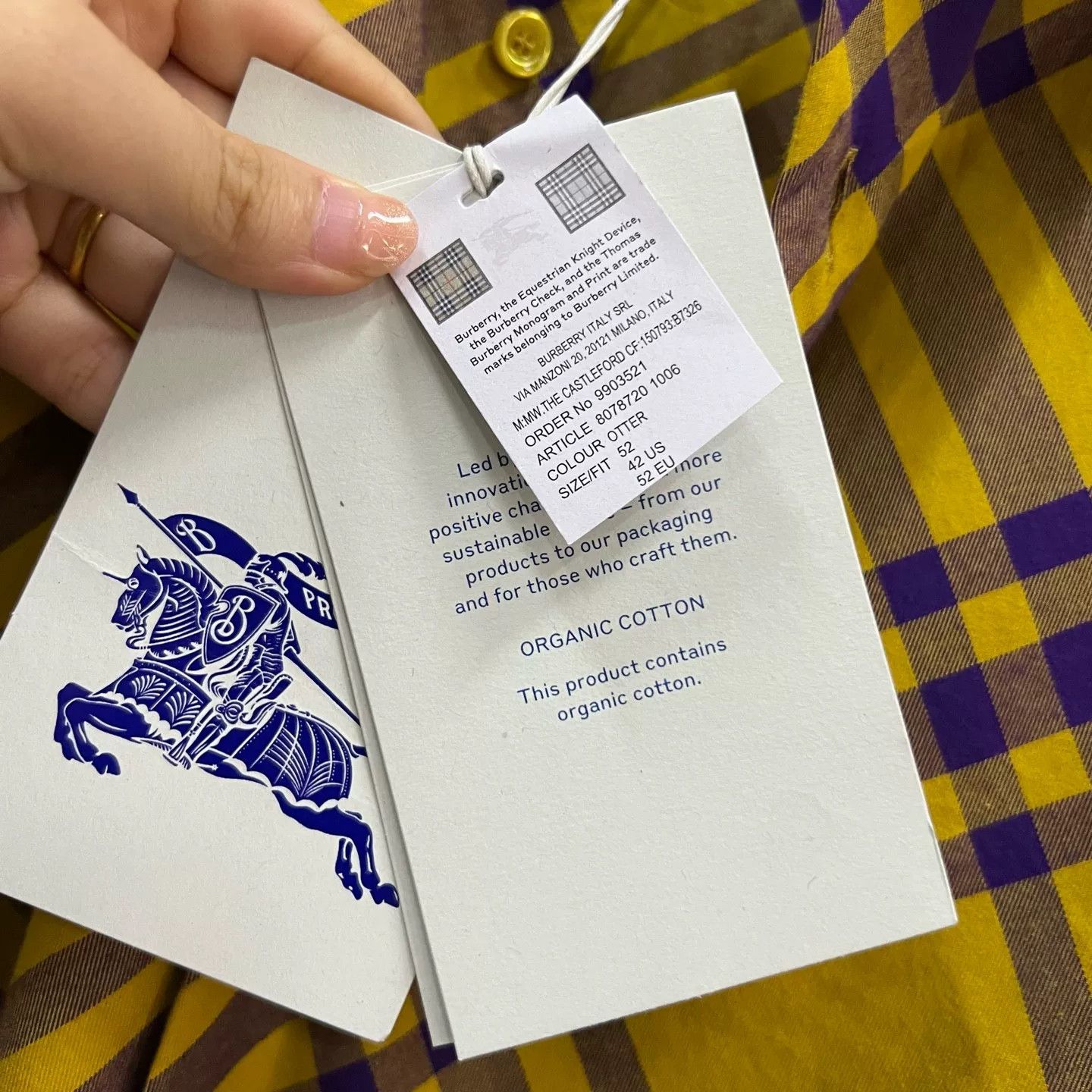 Burberry Burberry Yellow Check Flannel Shirt Size L Size US L / EU 52-54 / 3 - 6 Thumbnail