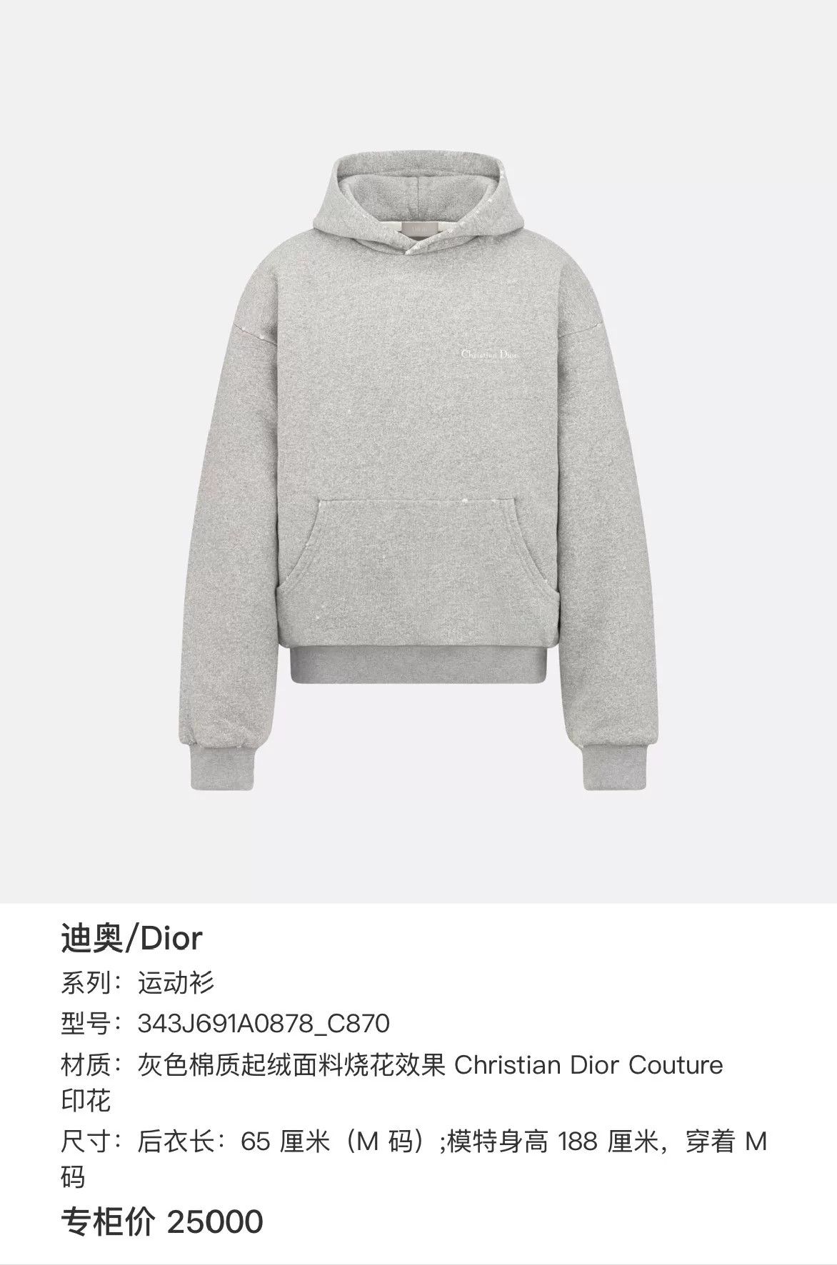 Dior Dior Couture Logo Burnout Hoodie Size M Size US M / EU 48-50 / 2 - 8 Thumbnail