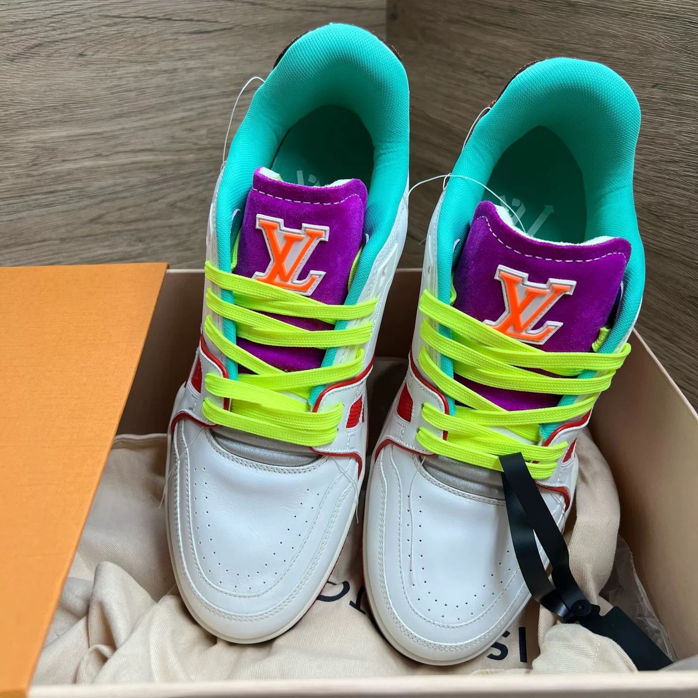Louis Vuitton Louis Vuitton Purple Green Trainer Sneakers 8 Size US 9 / EU 42 - 3 Thumbnail