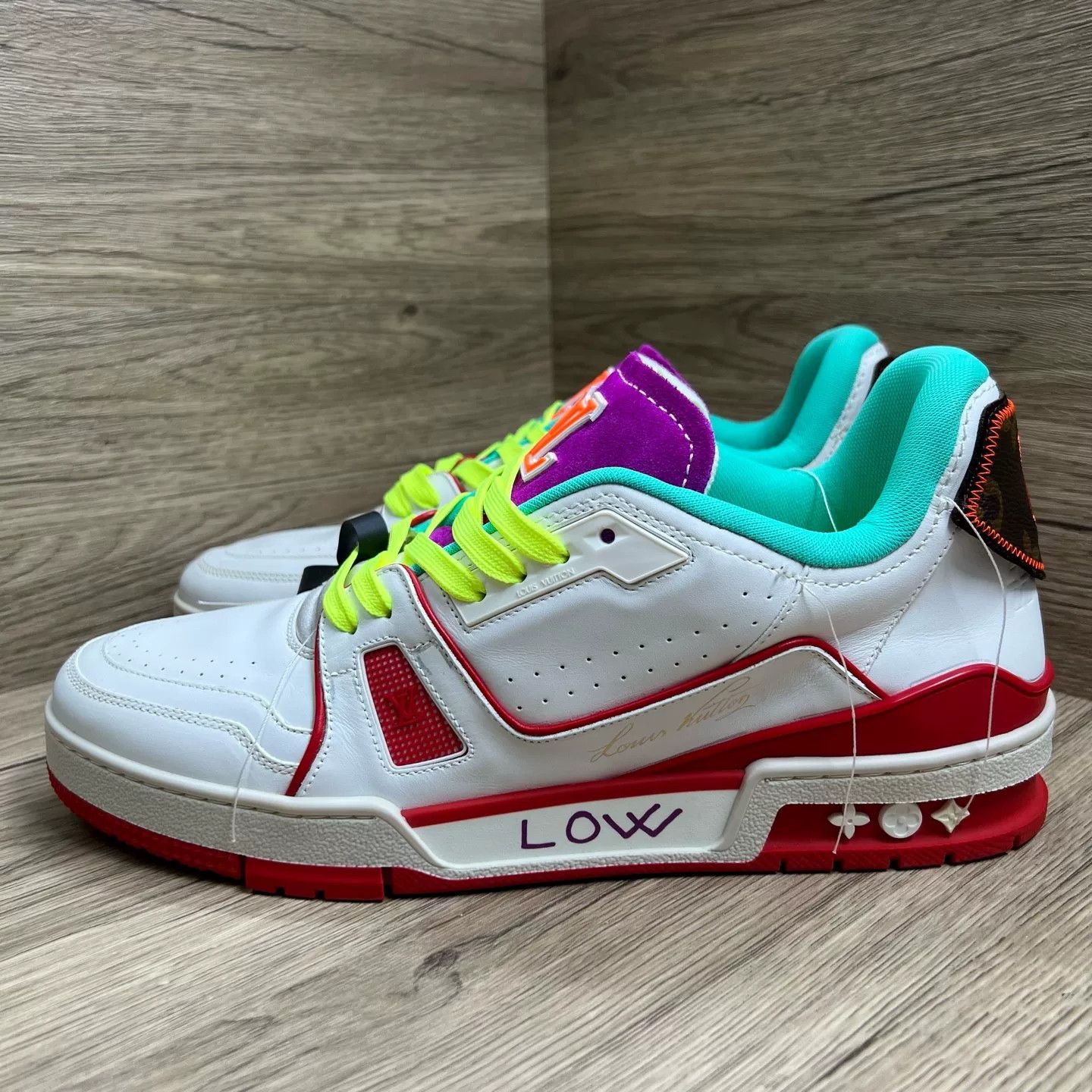 Louis Vuitton Louis Vuitton Purple Green Trainer Sneakers 8 Size US 9 / EU 42 - 2 Thumbnail