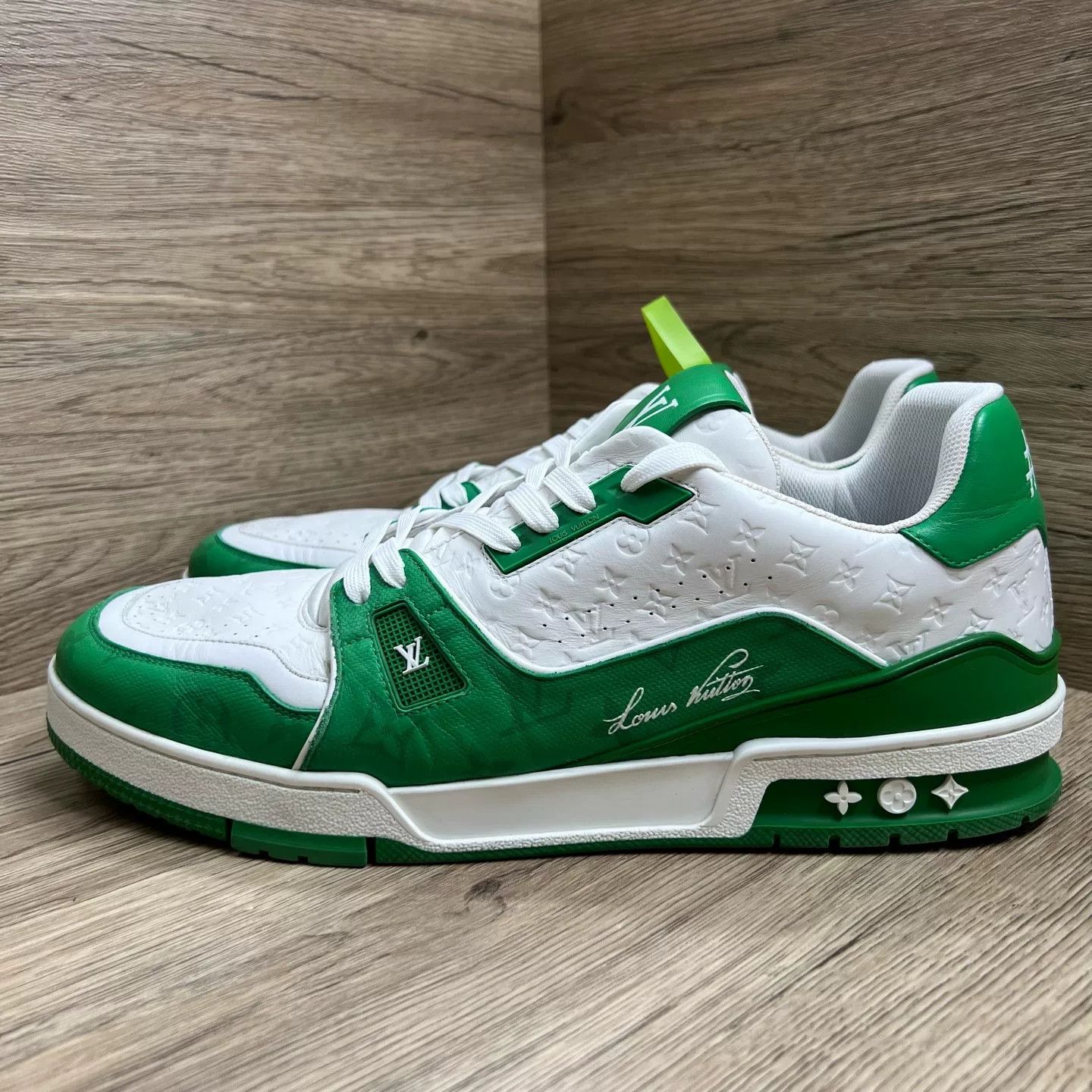 Louis Vuitton Louis Vuitton Monogram Trainer Sneakers White Green Size 13 Size US 13 / EU 46 - 2 Thumbnail