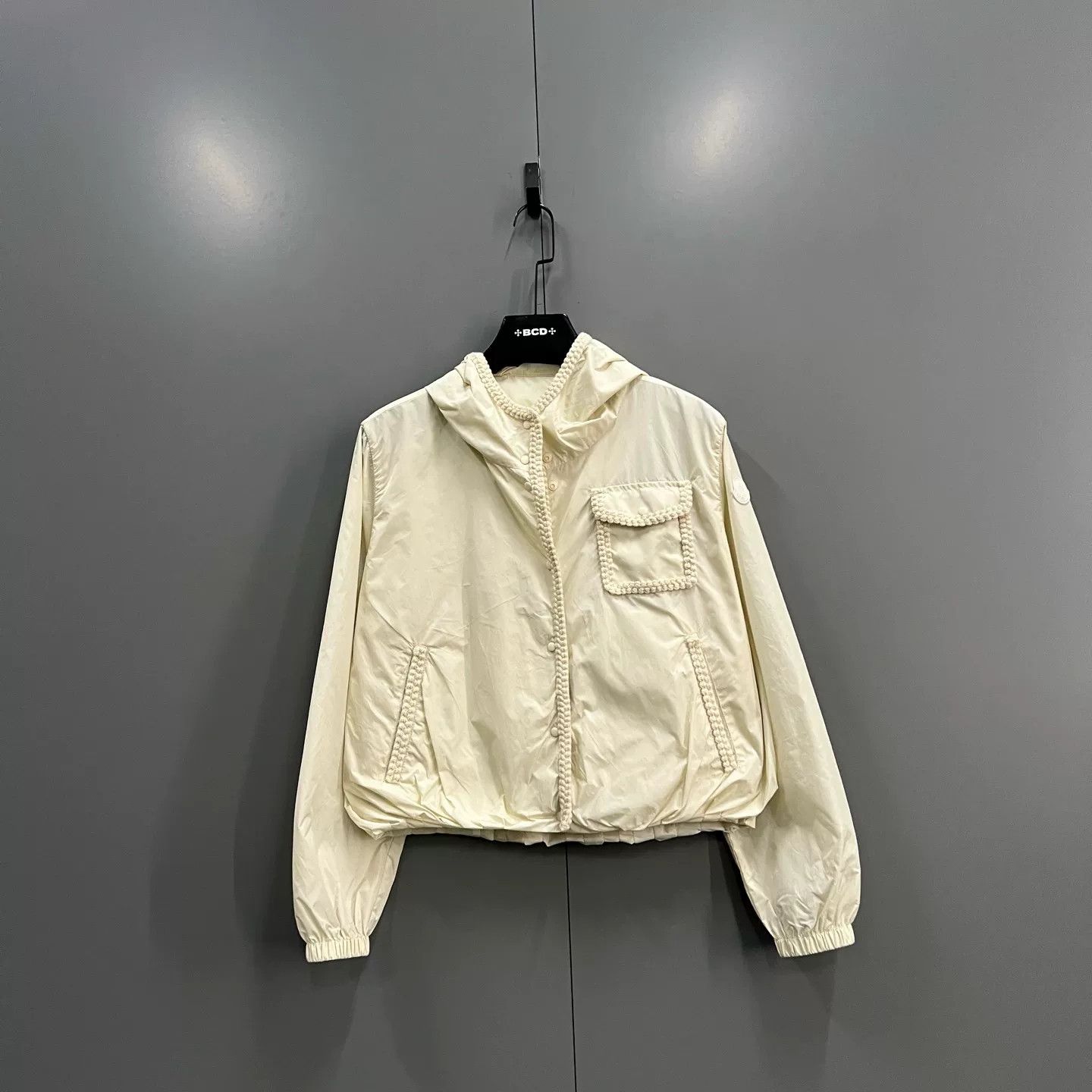 Moncler Moncler Cream Textured Trim Hooded Jacket Size 1 Size US S / EU 44-46 / 1 - 2 Thumbnail