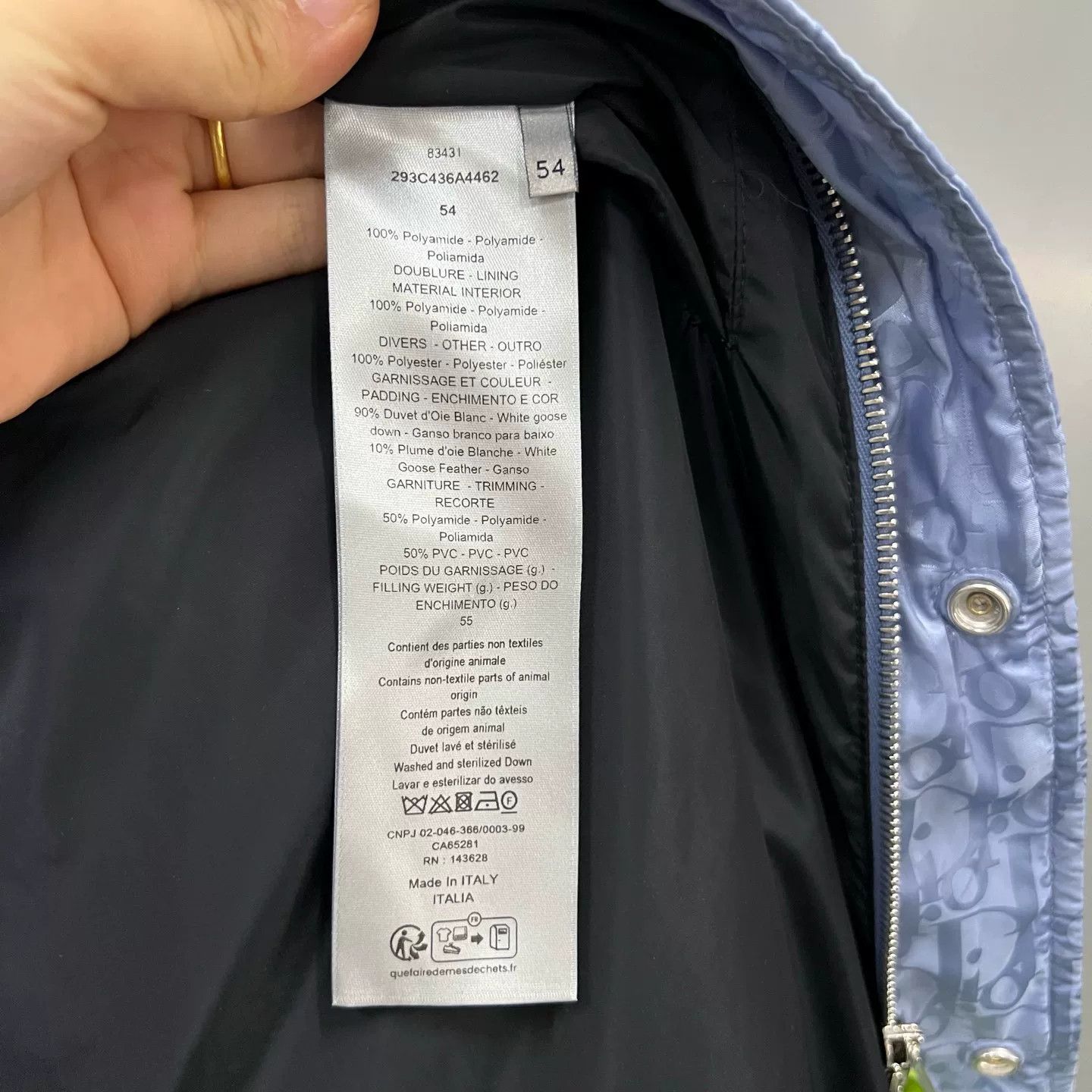 Dior Dior Blue Oblique Down Puffer Jacket Size 54 Size US L / EU 52-54 / 3 - 6 Thumbnail