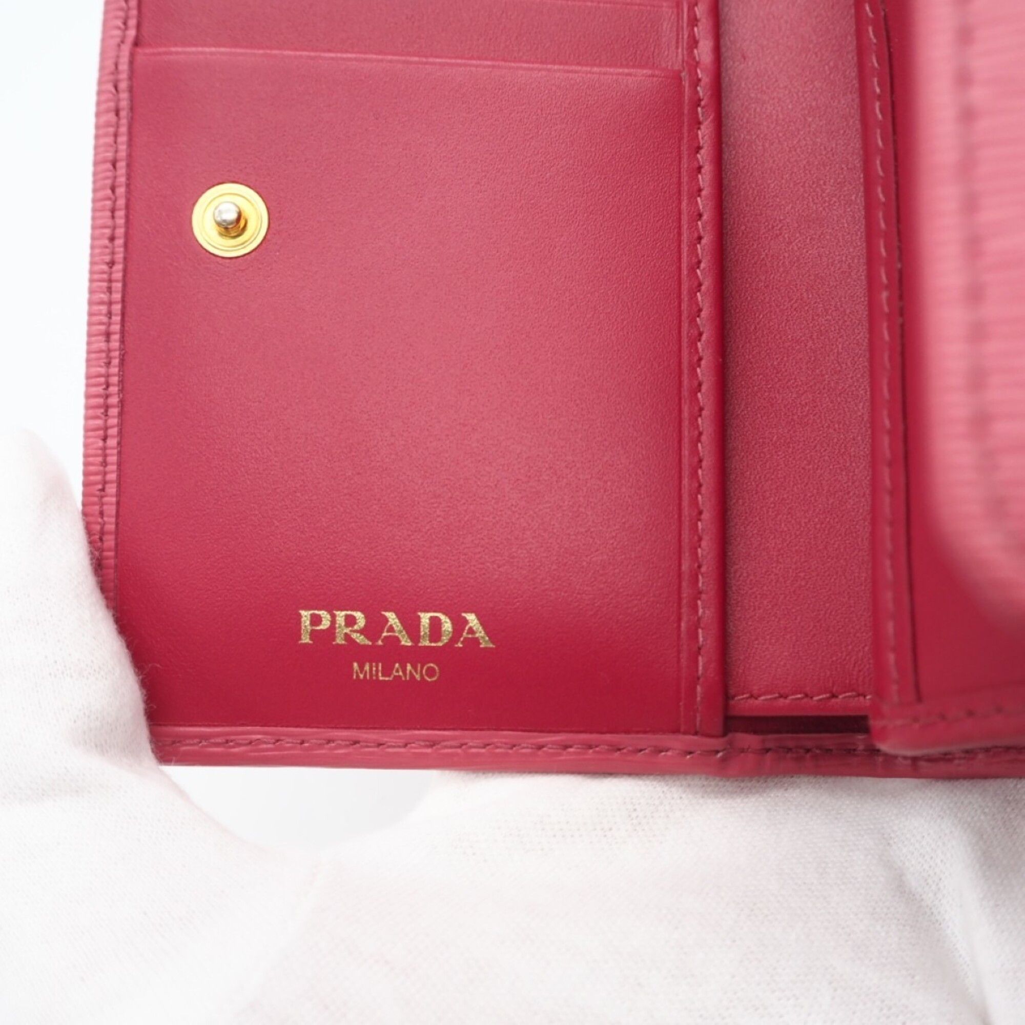Prada PRADA Vitello Move Compact Wallet 1MH025 Tri-fold Pink Leather Women's Size ONE SIZE - 16 Thumbnail