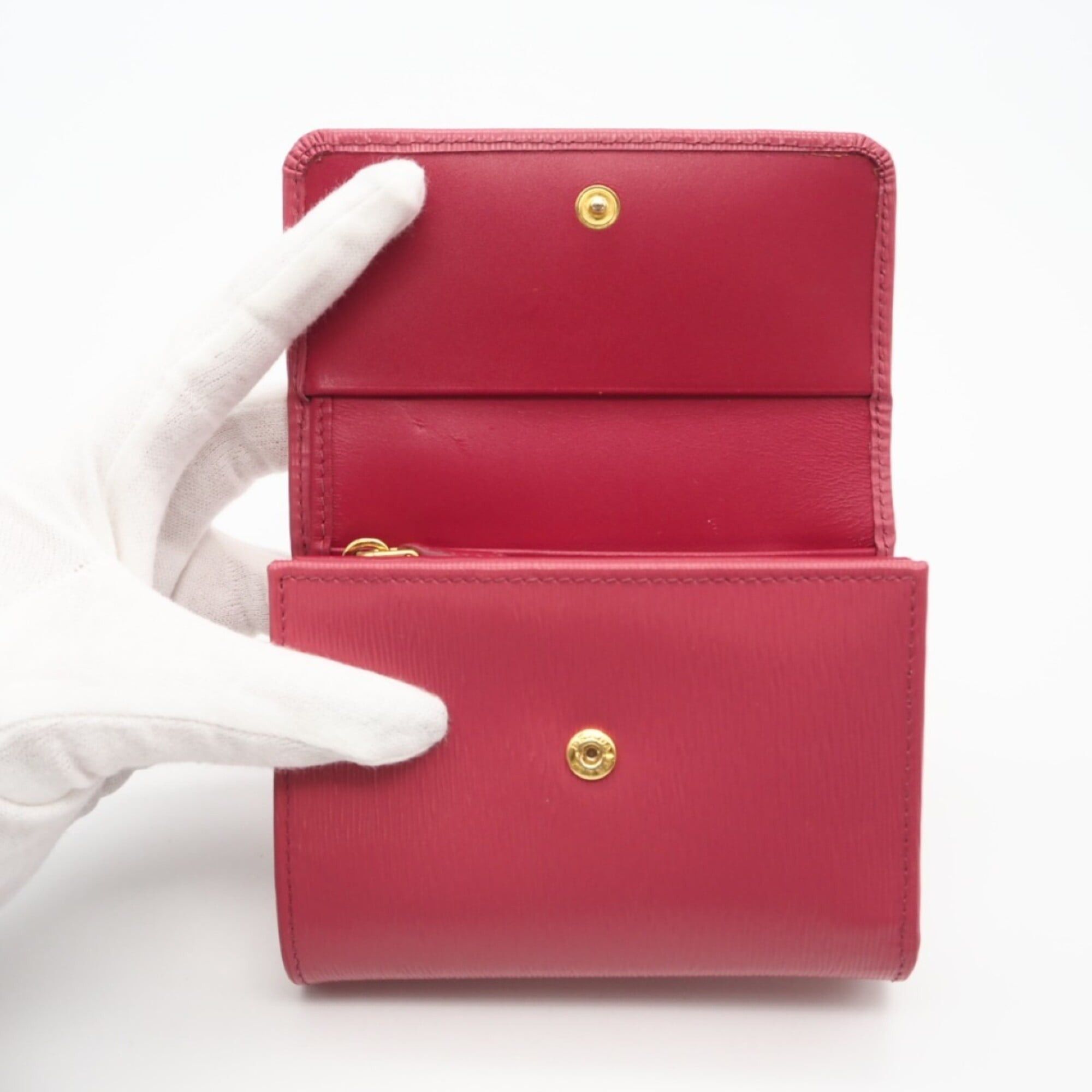 Prada PRADA Vitello Move Compact Wallet 1MH025 Tri-fold Pink Leather Women's Size ONE SIZE - 9 Thumbnail