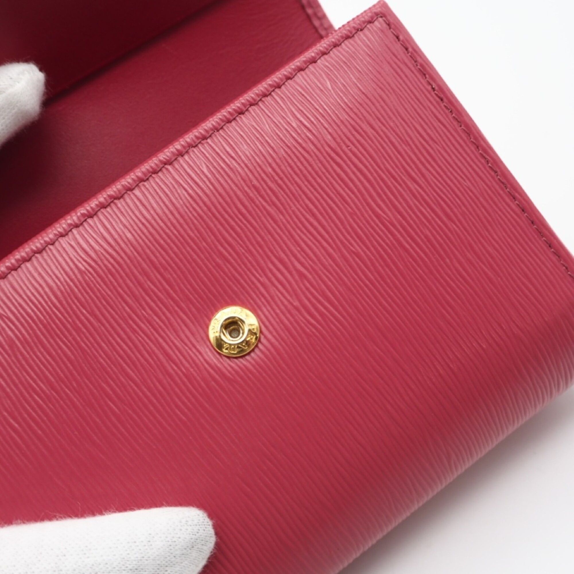 Prada PRADA Vitello Move Compact Wallet 1MH025 Tri-fold Pink Leather Women's Size ONE SIZE - 14 Thumbnail