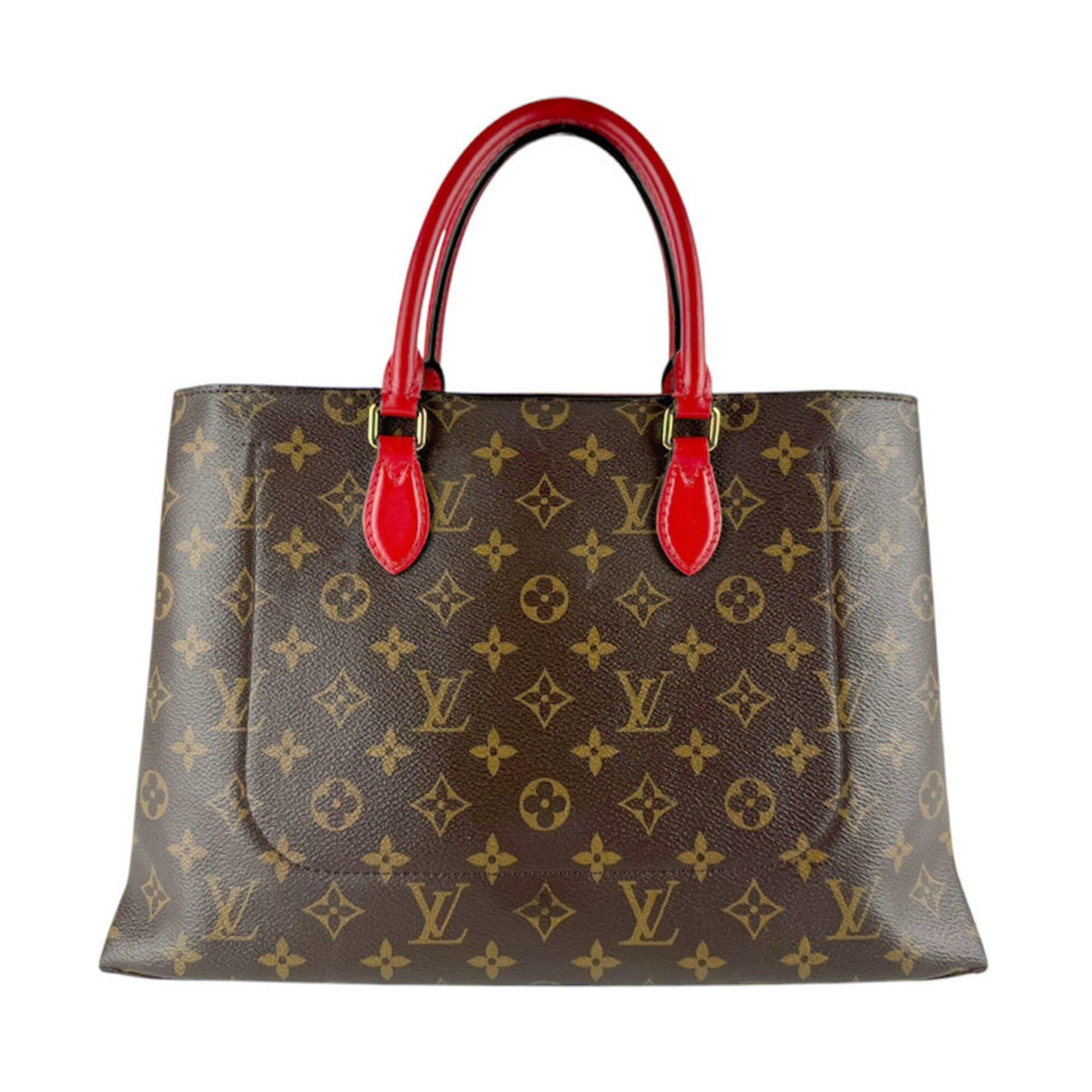 Louis Vuitton Louis Vuitton Handbag Shoulder Bag Monogram Flower Tote Canvas Brown Red Gold Women's M43553 z9599 Size ONE SIZE - 3 Thumbnail