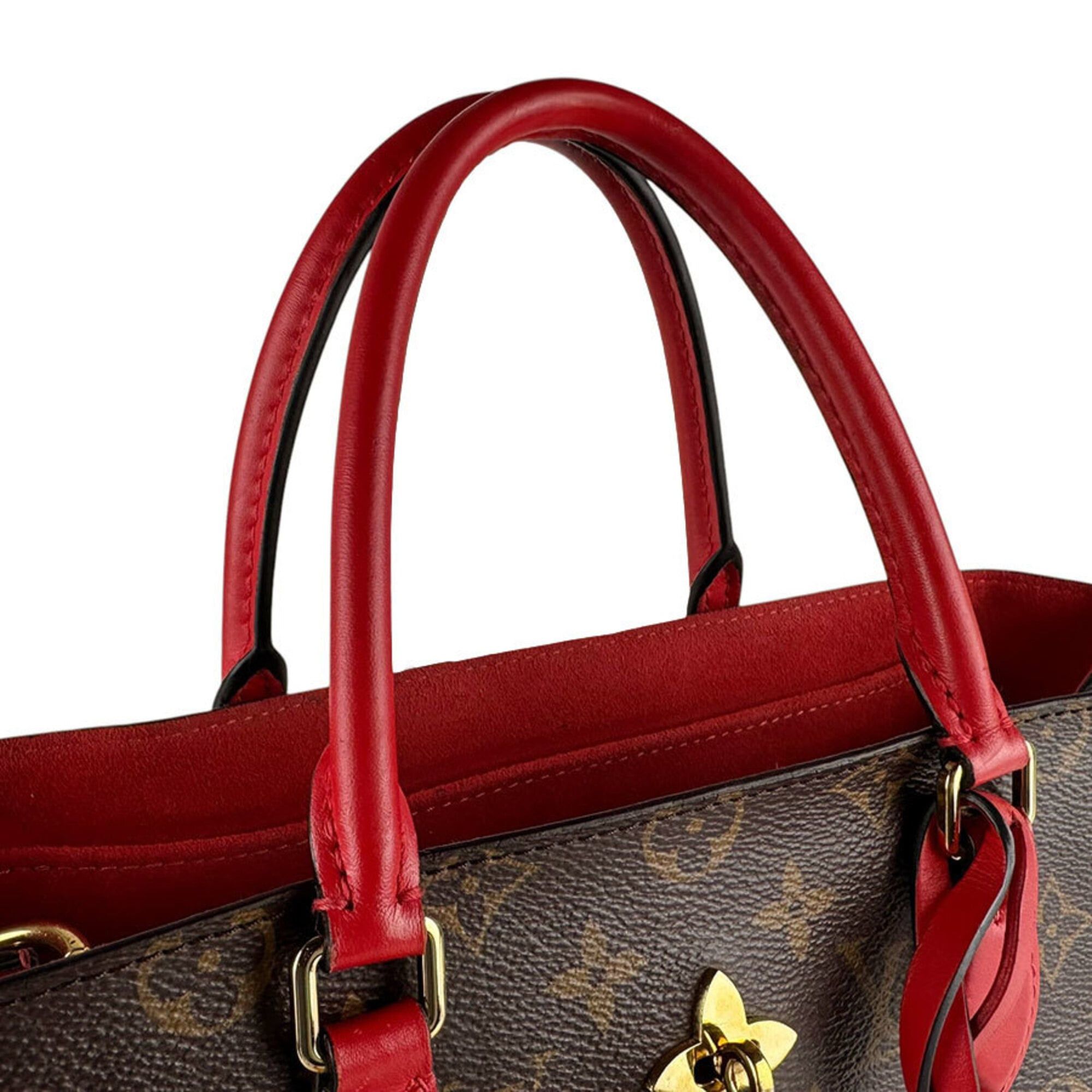 Louis Vuitton Louis Vuitton Handbag Shoulder Bag Monogram Flower Tote Canvas Brown Red Gold Women's M43553 z9599 Size ONE SIZE - 10 Thumbnail