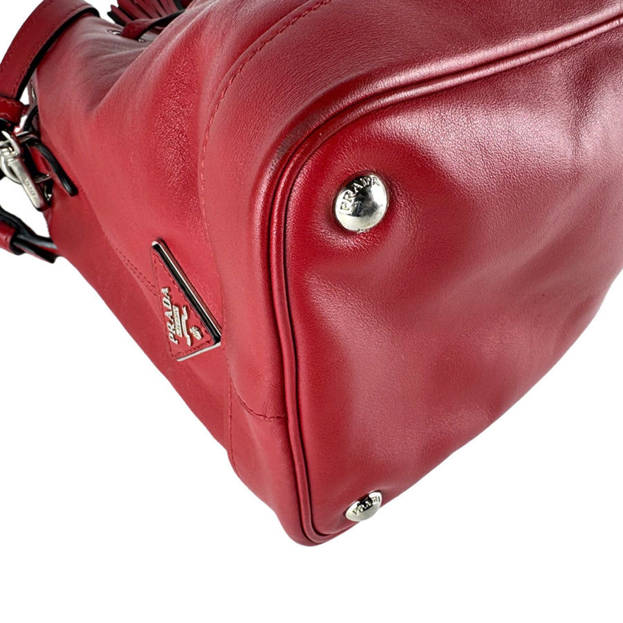 Prada Prada Shoulder Bag Leather Red Women's z9575 Size ONE SIZE - 8 Thumbnail