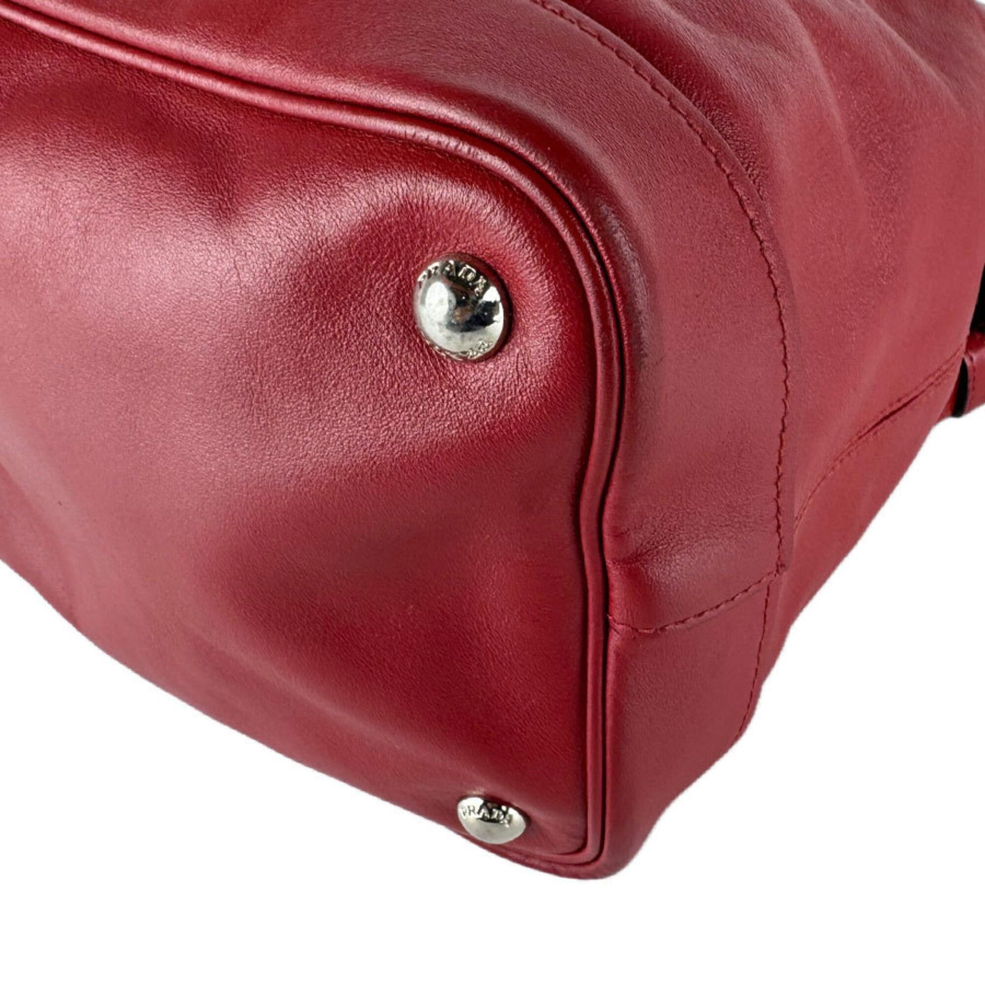 Prada Prada Shoulder Bag Leather Red Women's z9575 Size ONE SIZE - 9 Thumbnail