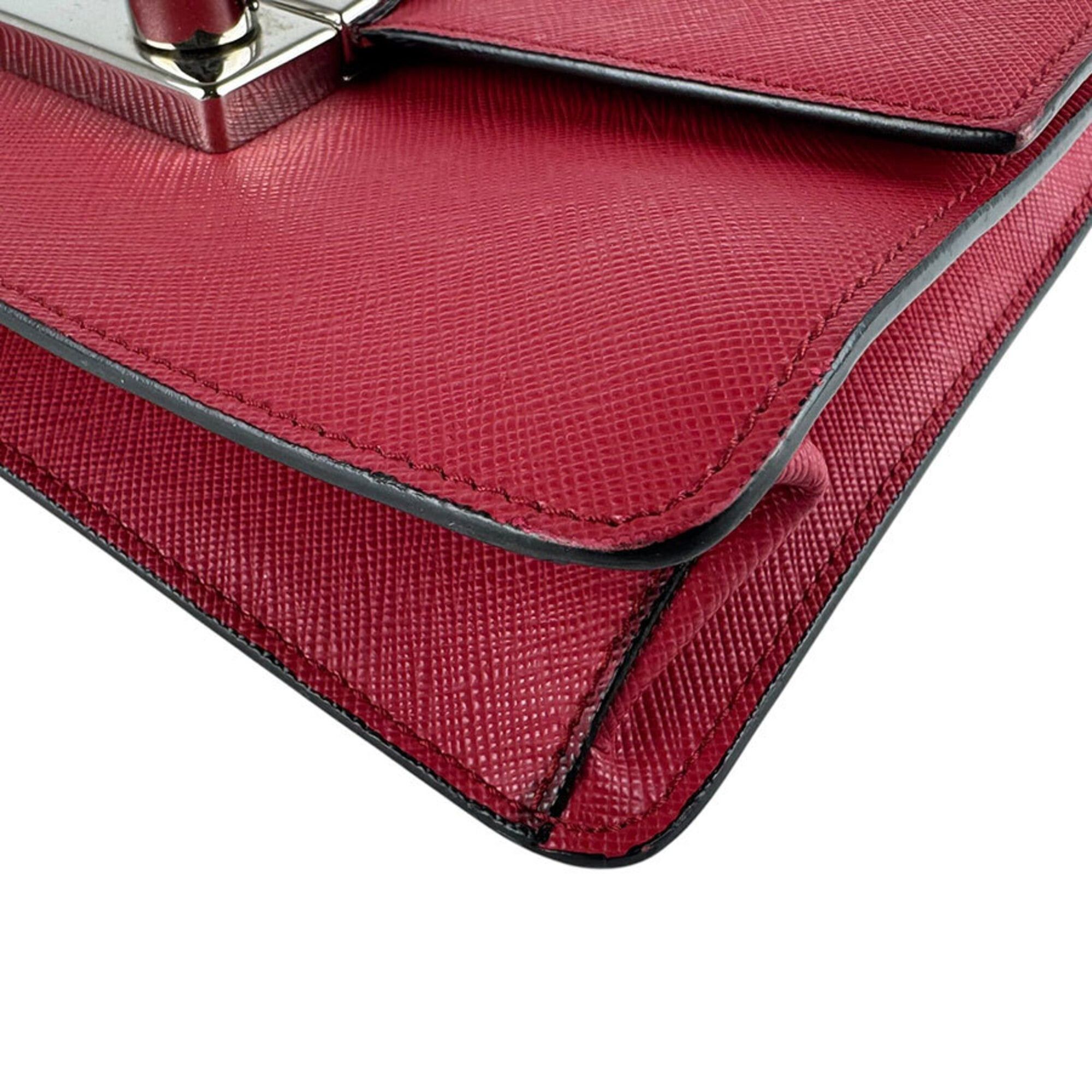 Prada Prada Shoulder Bag Leather Red Women's z9579 Size ONE SIZE - 9 Thumbnail