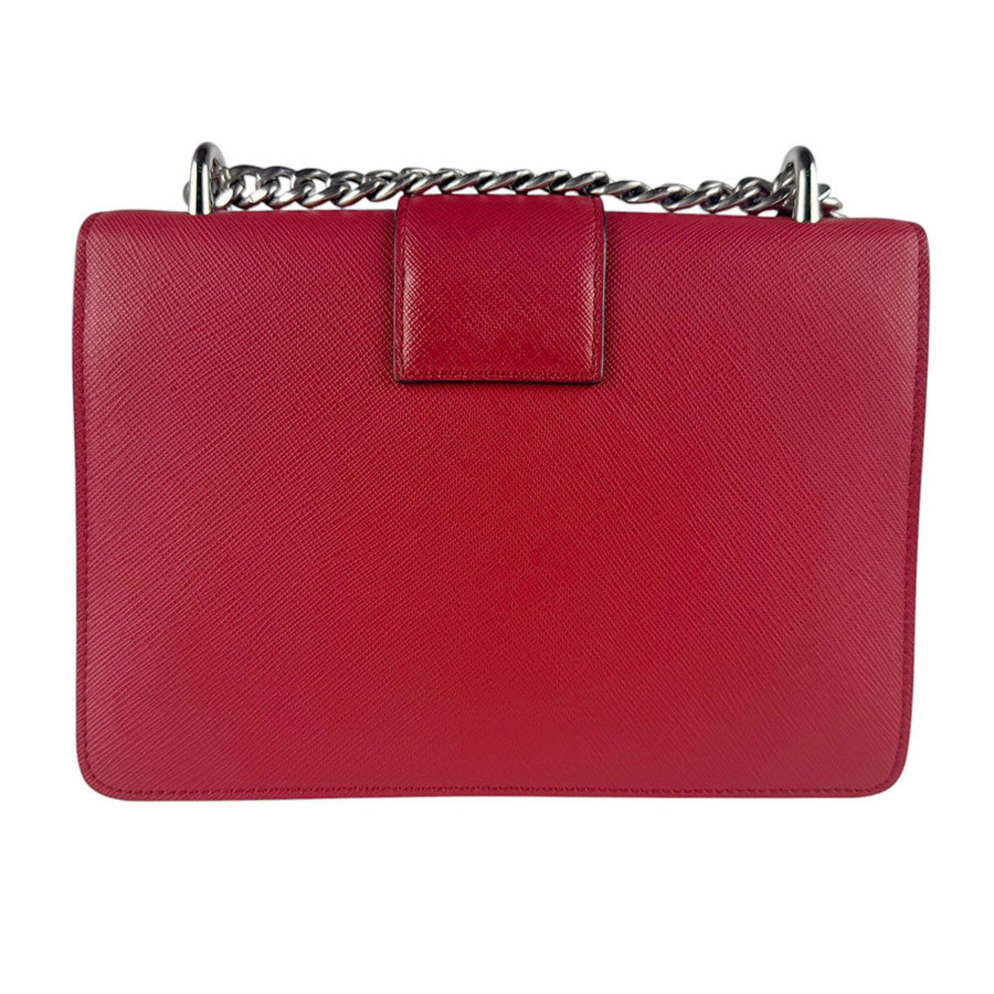 Prada Prada Shoulder Bag Leather Red Women's z9579 Size ONE SIZE - 3 Thumbnail