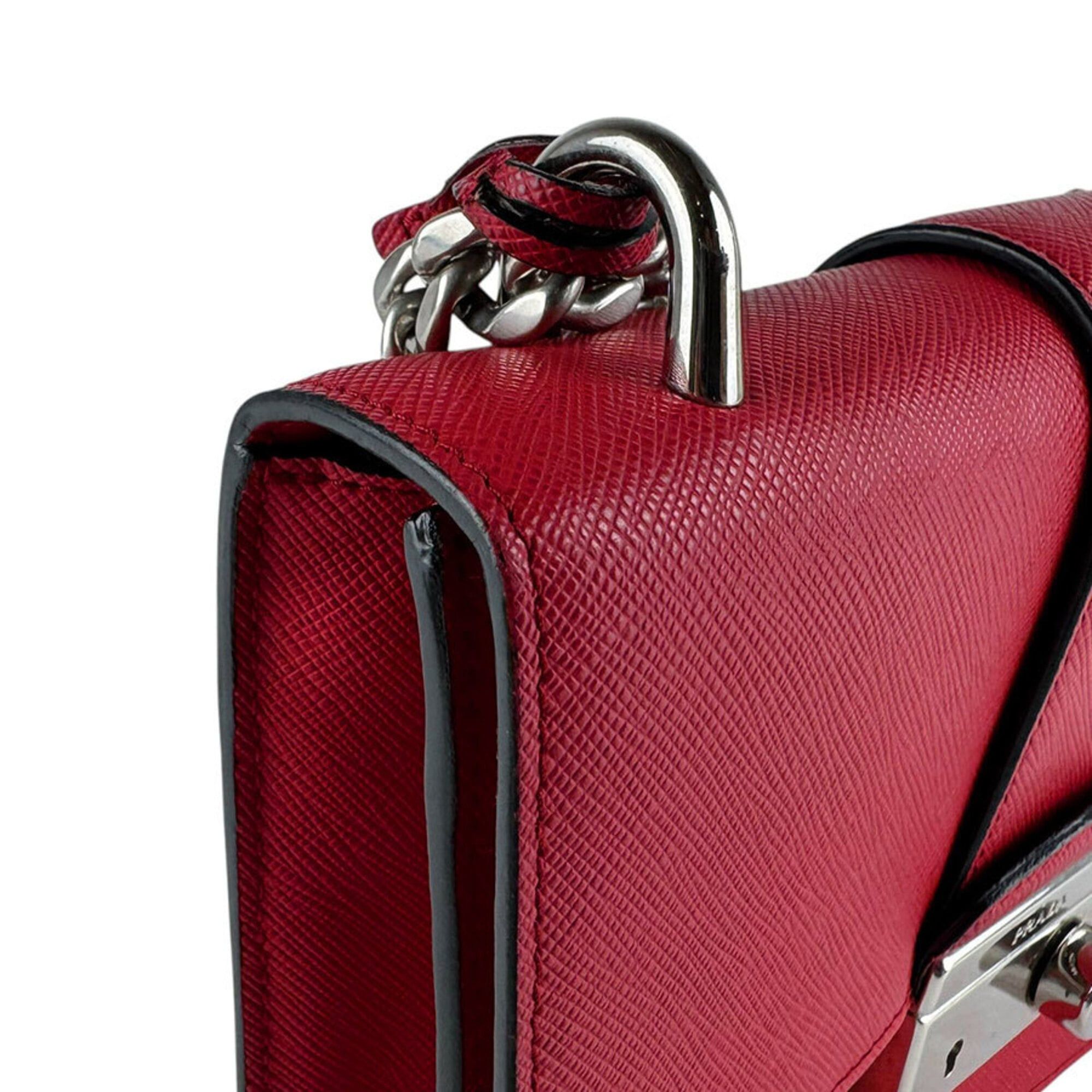 Prada Prada Shoulder Bag Leather Red Women's z9579 Size ONE SIZE - 6 Thumbnail