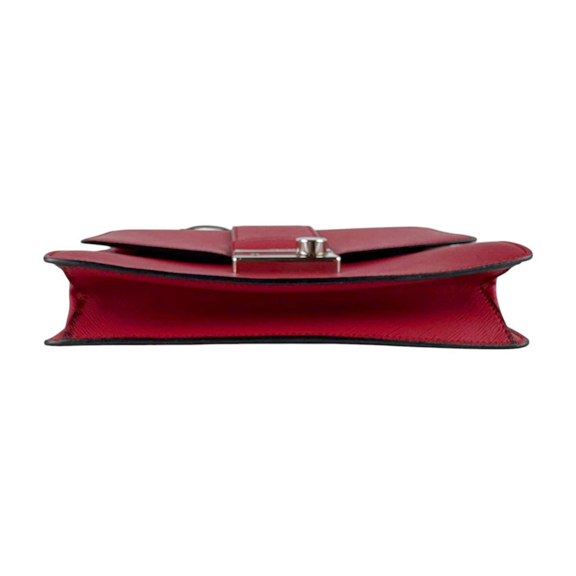 Prada Prada Shoulder Bag Leather Red Women's z9579 Size ONE SIZE - 4 Thumbnail