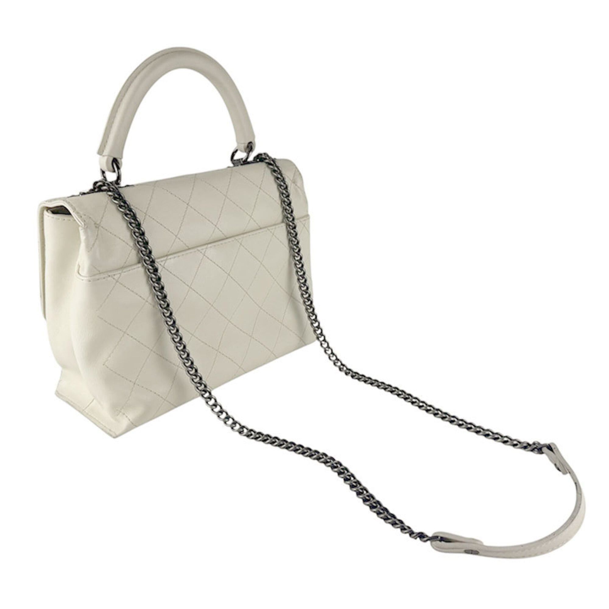 Chanel Chanel Handbag Shoulder Bag Leather Metal Ivory Women's z9583 Size ONE SIZE - 11 Thumbnail
