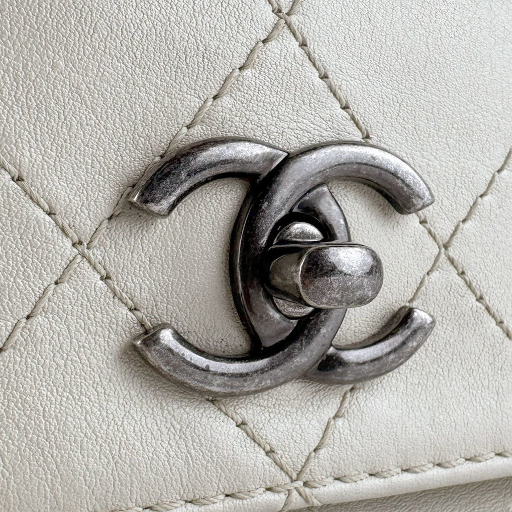 Chanel Chanel Handbag Shoulder Bag Leather Metal Ivory Women's z9583 Size ONE SIZE - 12 Thumbnail