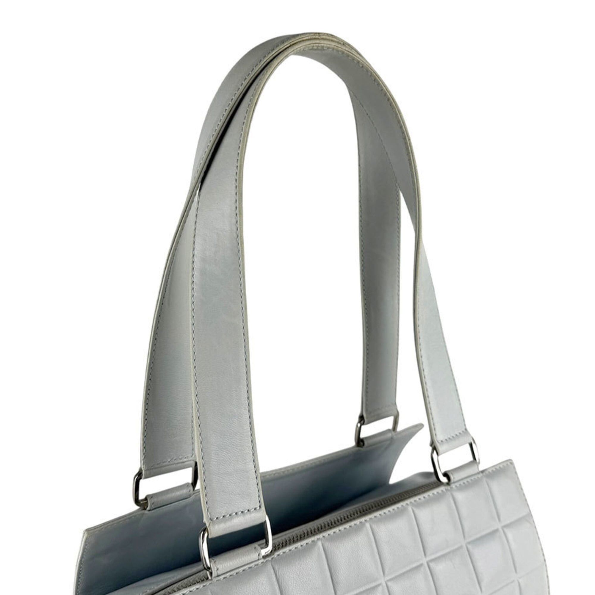 Chanel Chanel Shoulder Bag Chocolate Bar Leather Light Blue Silver Women's z9598 Size ONE SIZE - 10 Thumbnail