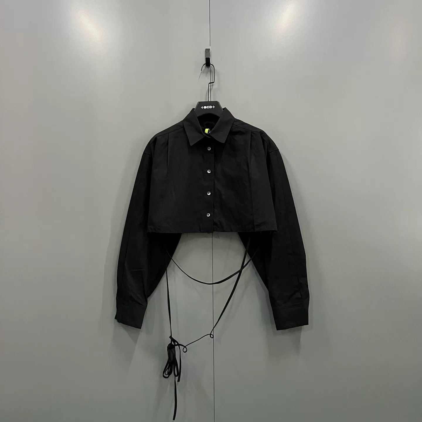 WE11DONE WE11DONE Black Linen Blend Cropped Tie Shirt L Size US L / EU 52-54 / 3 - 2 Thumbnail