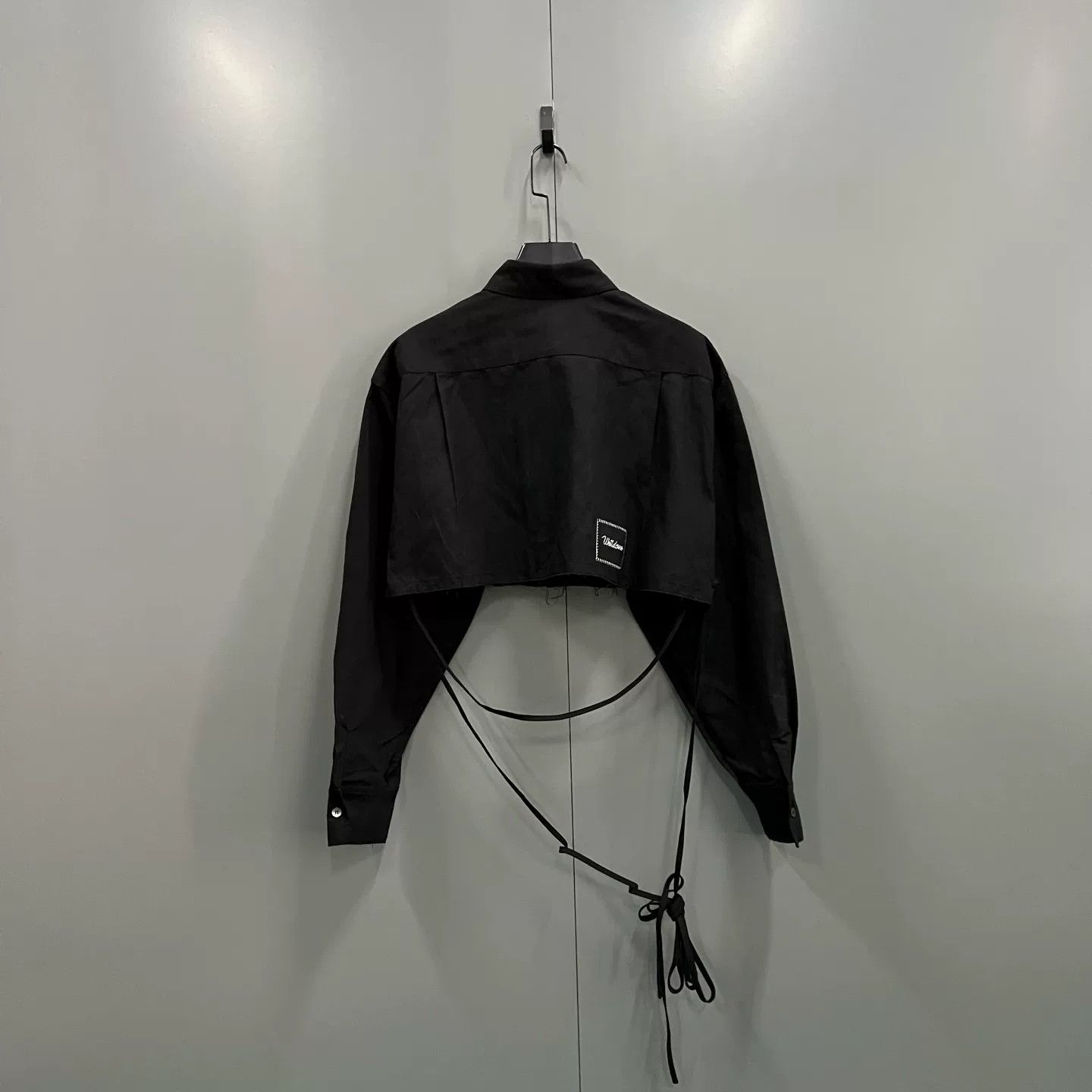 WE11DONE WE11DONE Black Linen Blend Cropped Tie Shirt L Size US L / EU 52-54 / 3 - 3 Thumbnail